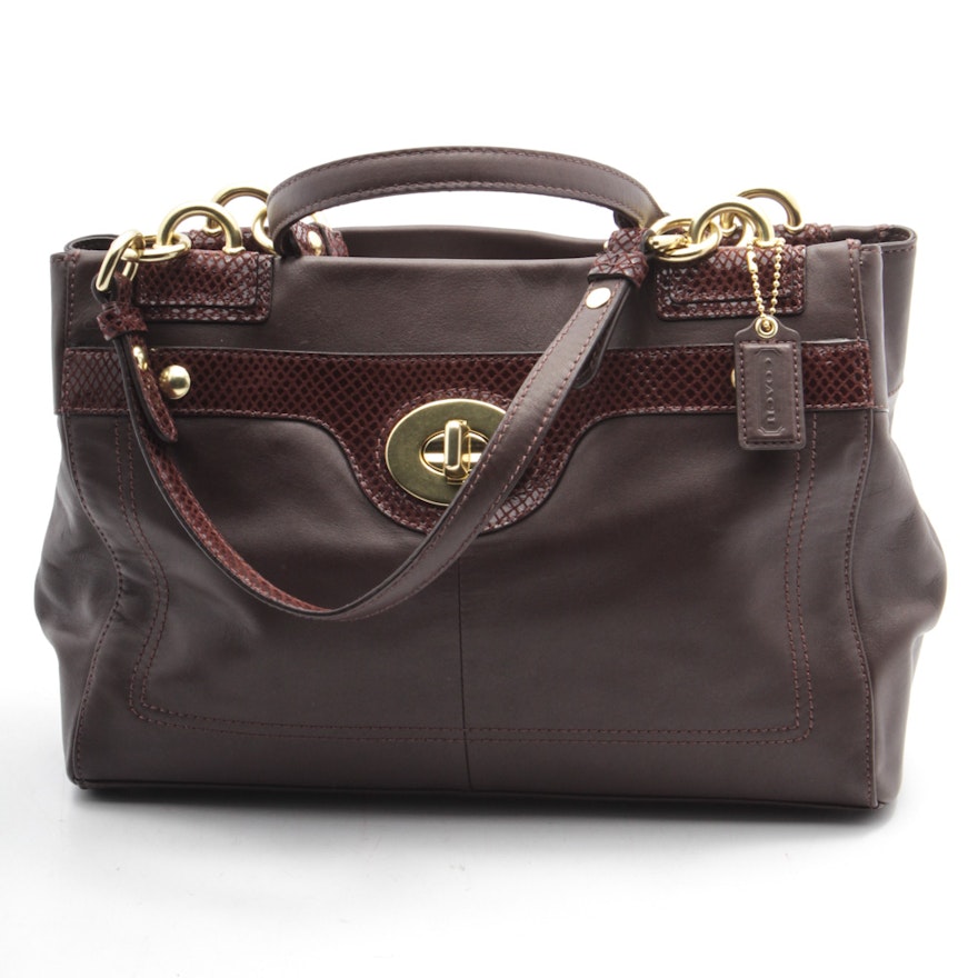 Coach Penelope Brown Leather Carryall Satchel