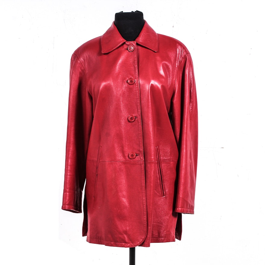 Italian Vera Pelle Red Leather Jacket