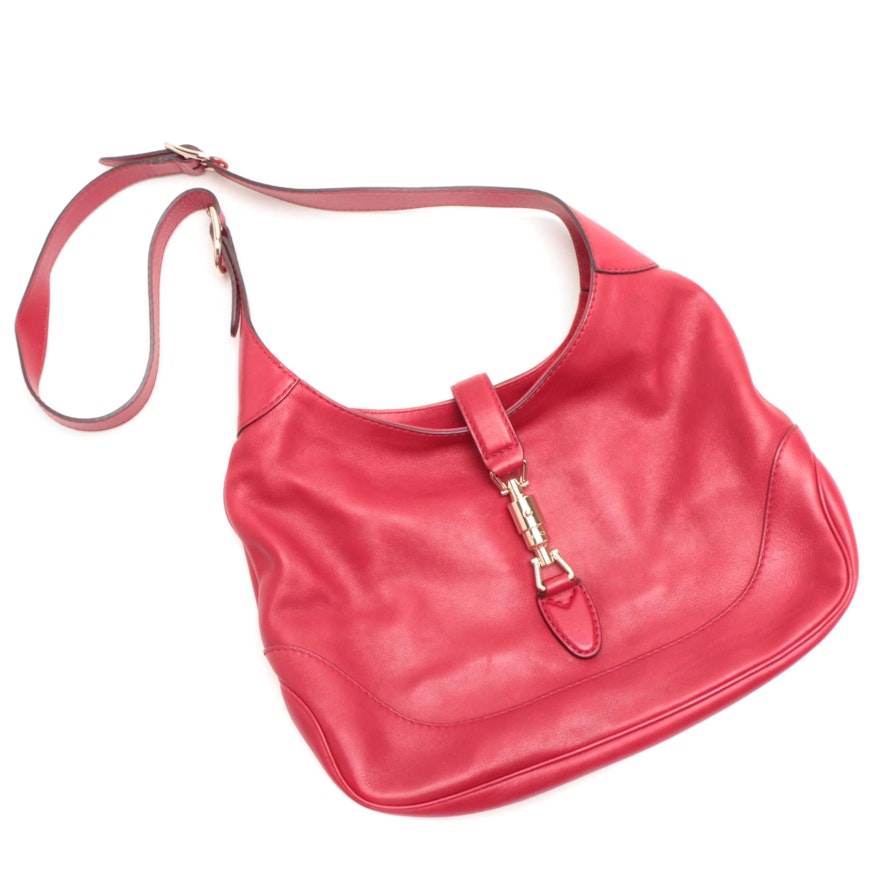 Gucci Red Leather Jackie Shoulder Bag