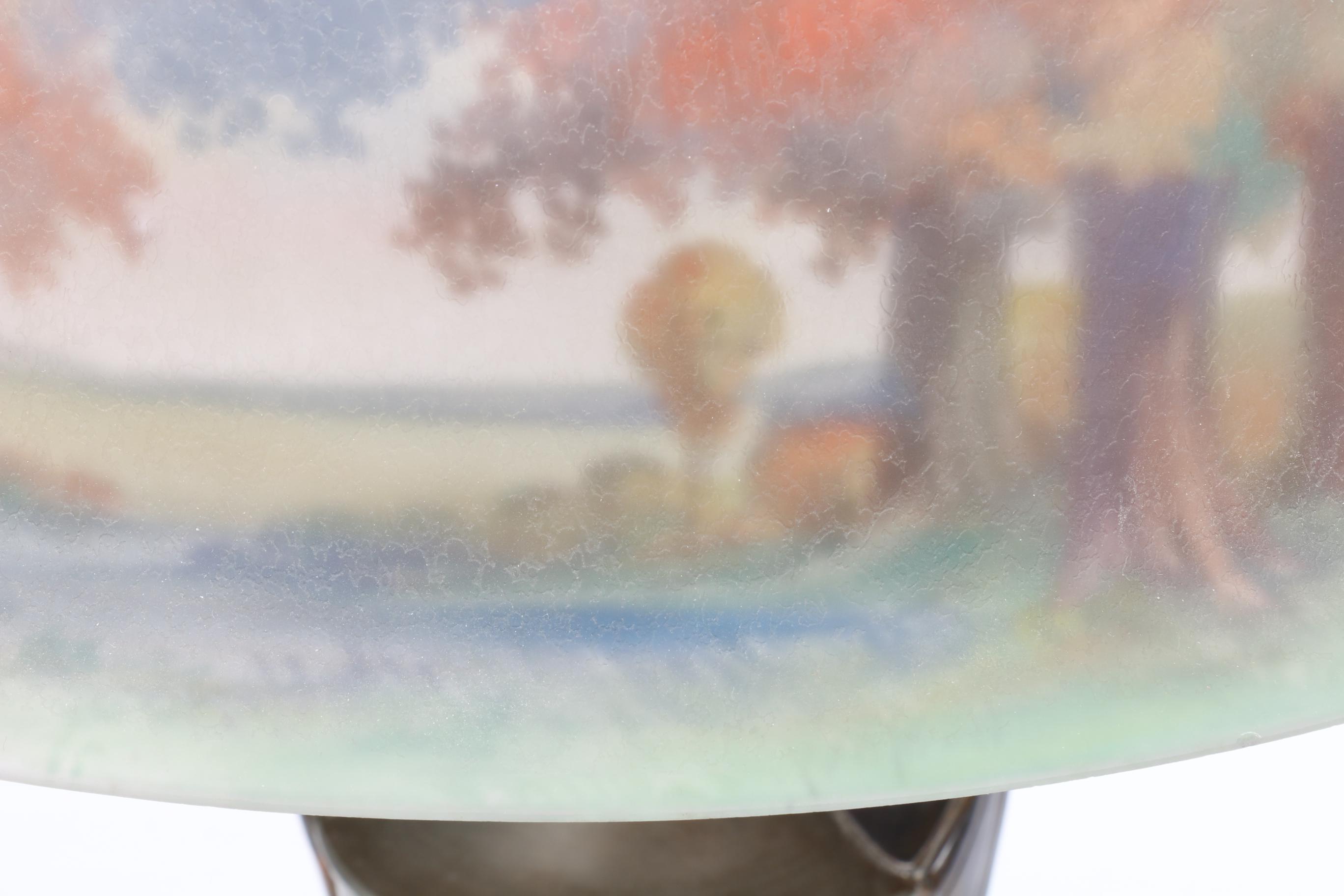 Pairpoint Lamp with Hobbyist Painted Reverse Glass Shade