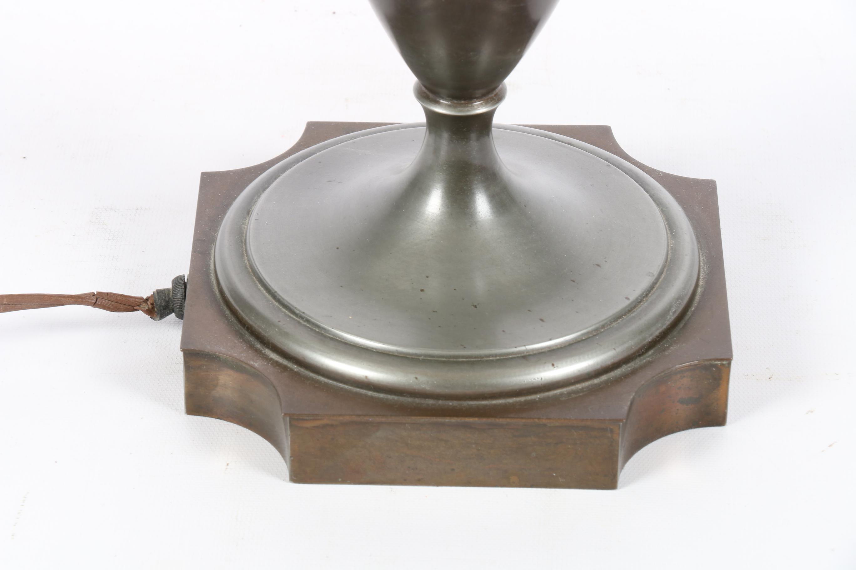 Pairpoint Lamp with Hobbyist Painted Reverse Glass Shade