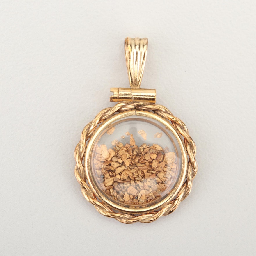 12K Gold Filled Pendant with Gold Flakes