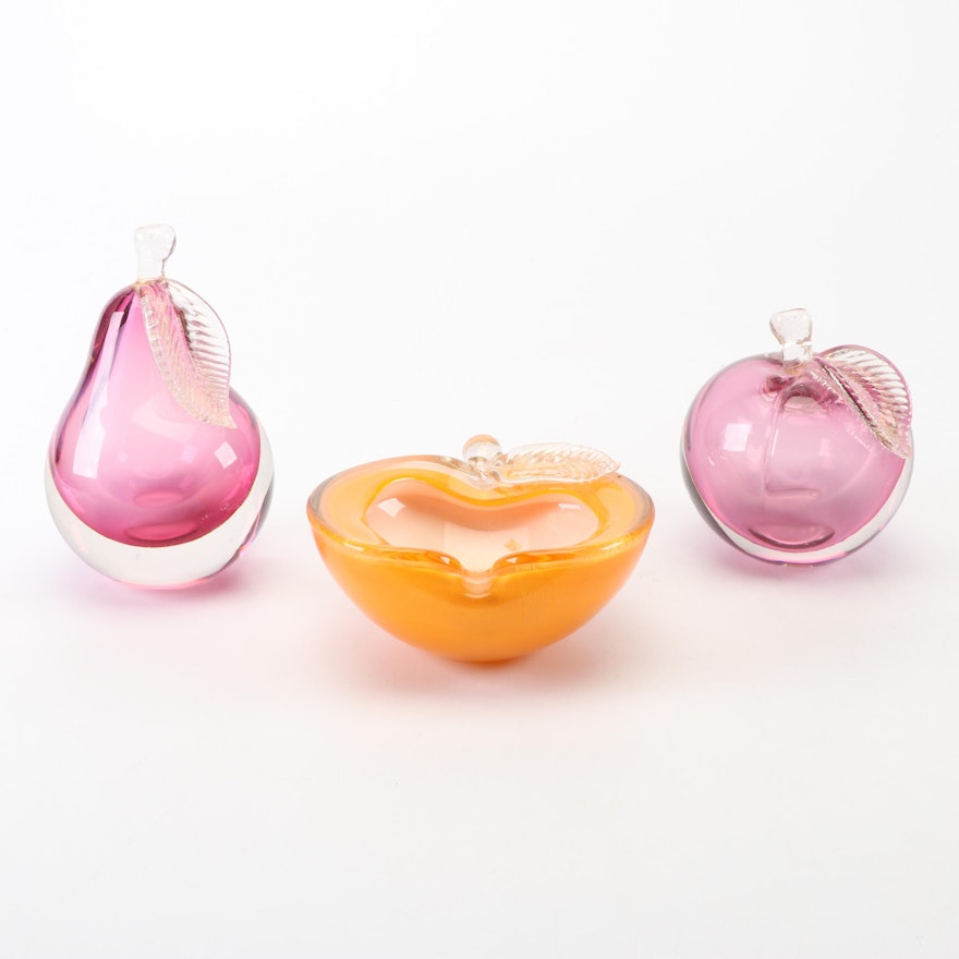 Alfredo Barbini Murano Glass Fruit Figurines