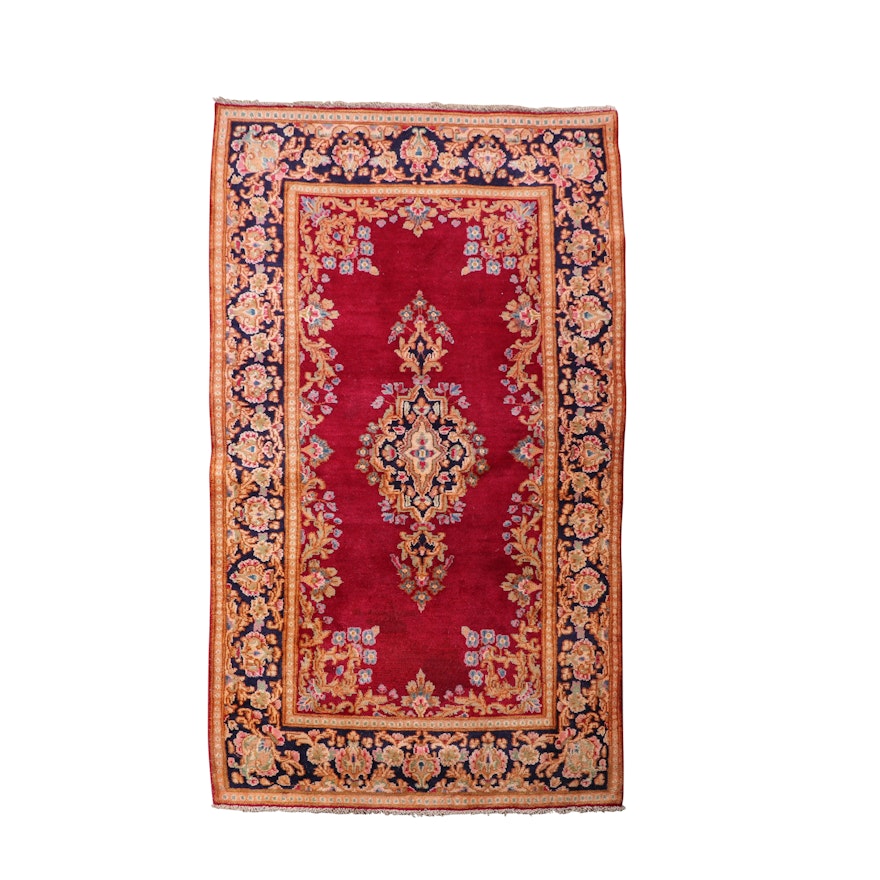 Hand-Knotted Persian Kerman Wool Rug