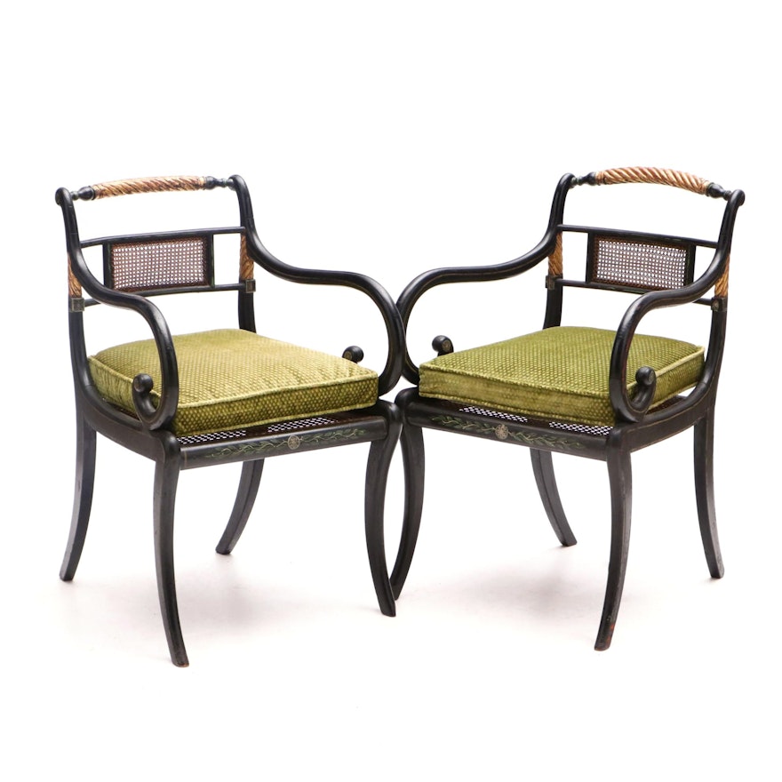 Pair of English Regency Arm Chairs