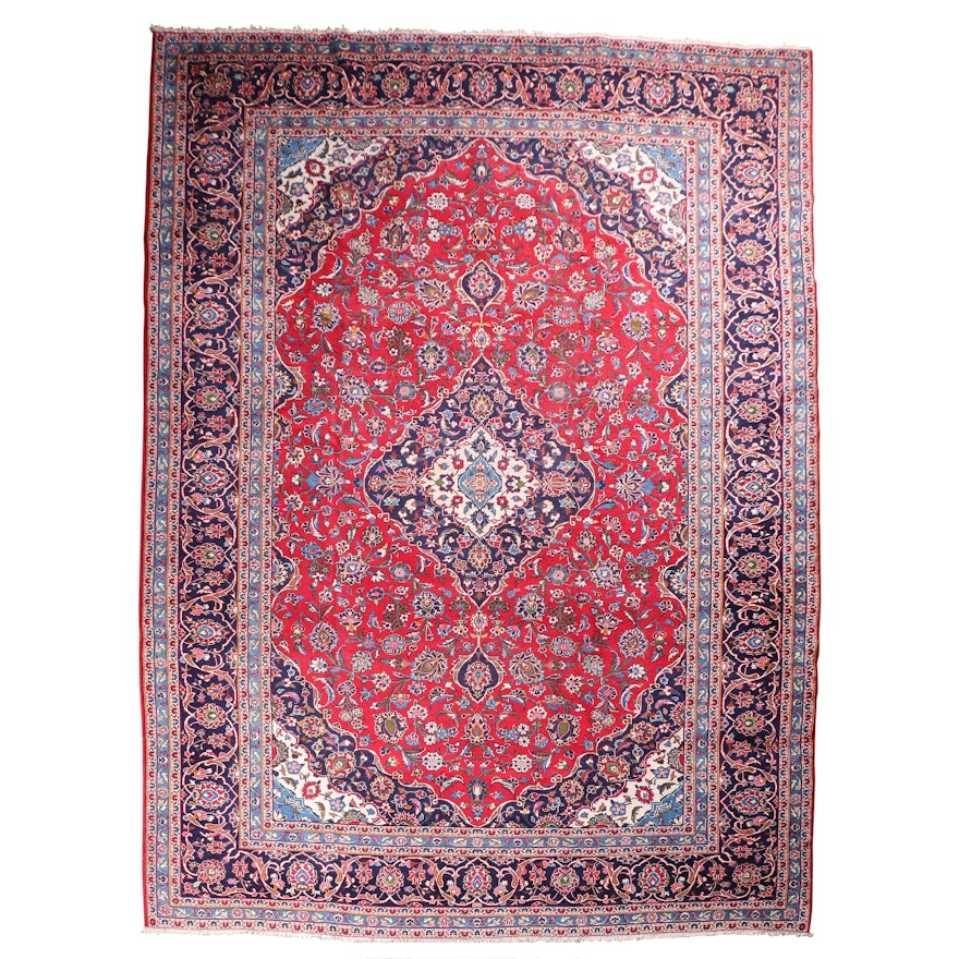 Hand-Knotted Persian Ardekan Kashan Wool Room Sized Rug