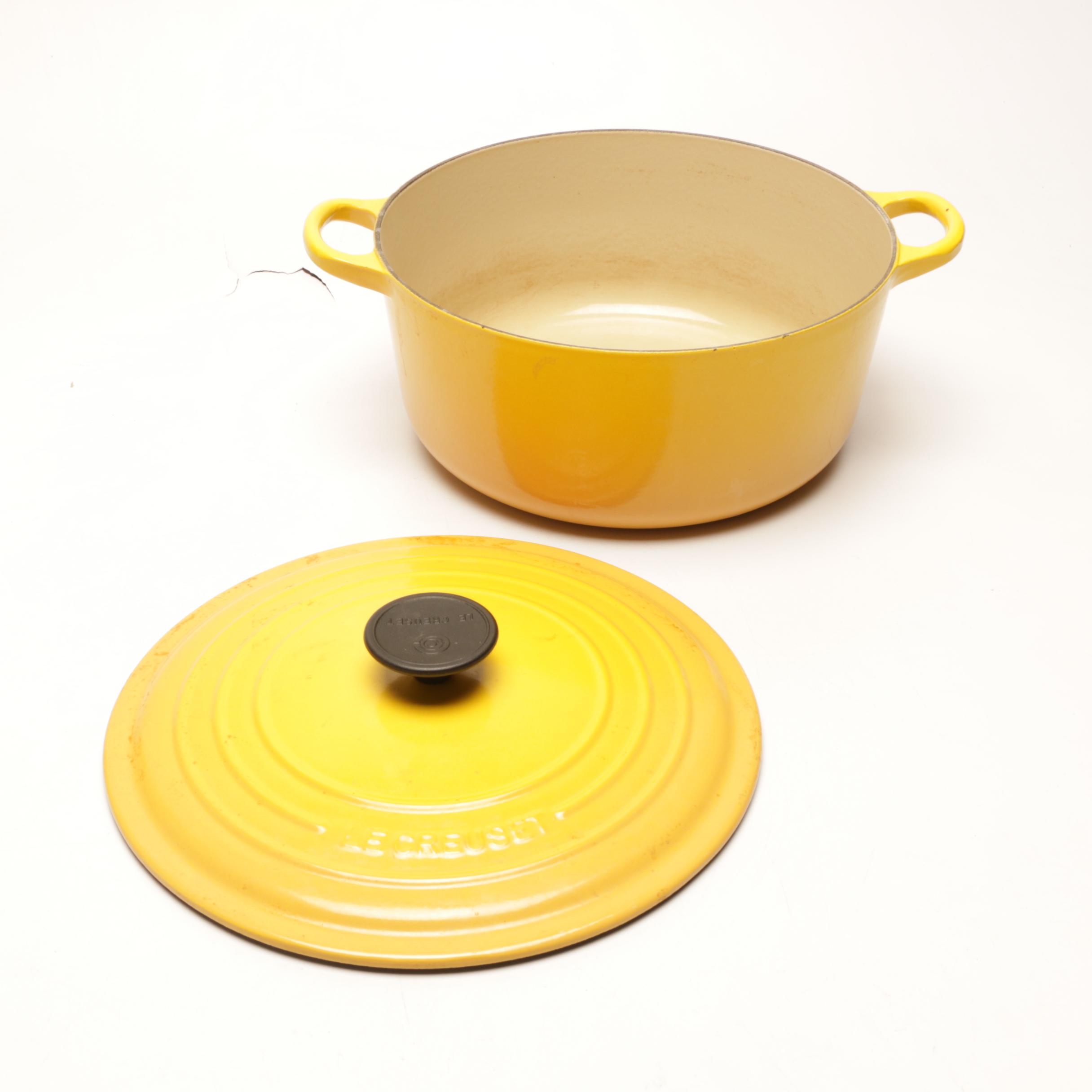 Le Creuset Yellow Enameled Cast Iron Stock Pot, Dutch Oven and Fry Pan