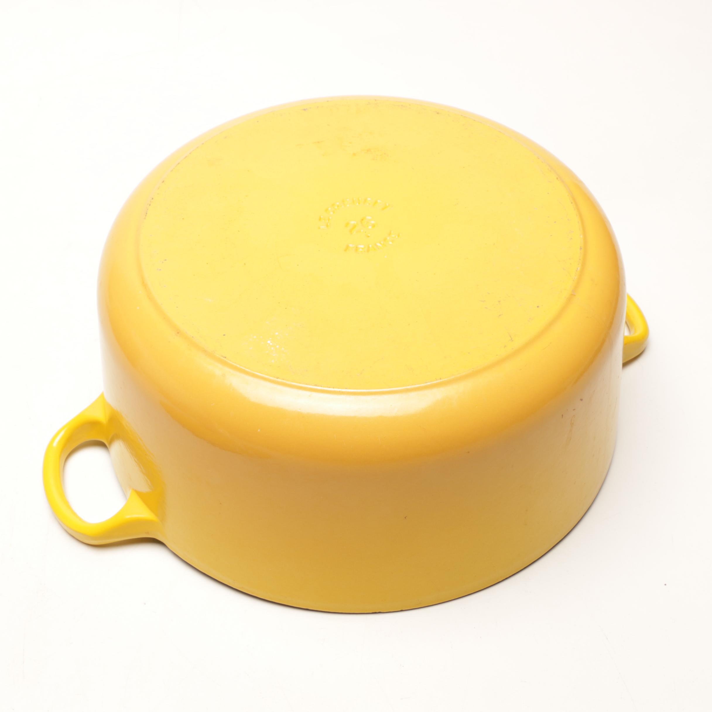Le Creuset Yellow Enameled Cast Iron Stock Pot, Dutch Oven and Fry Pan