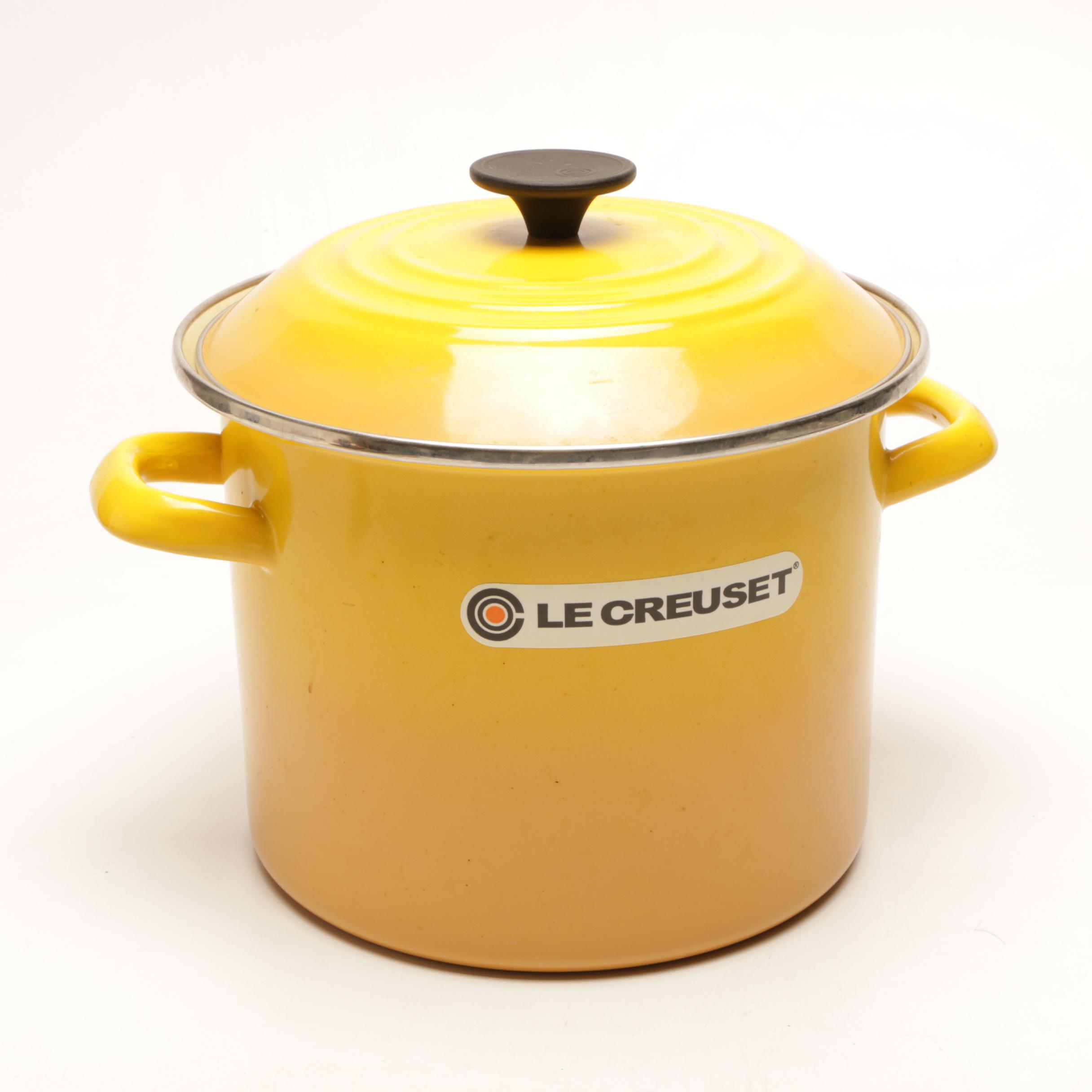 Le Creuset Yellow Enameled Cast Iron Stock Pot, Dutch Oven and Fry Pan