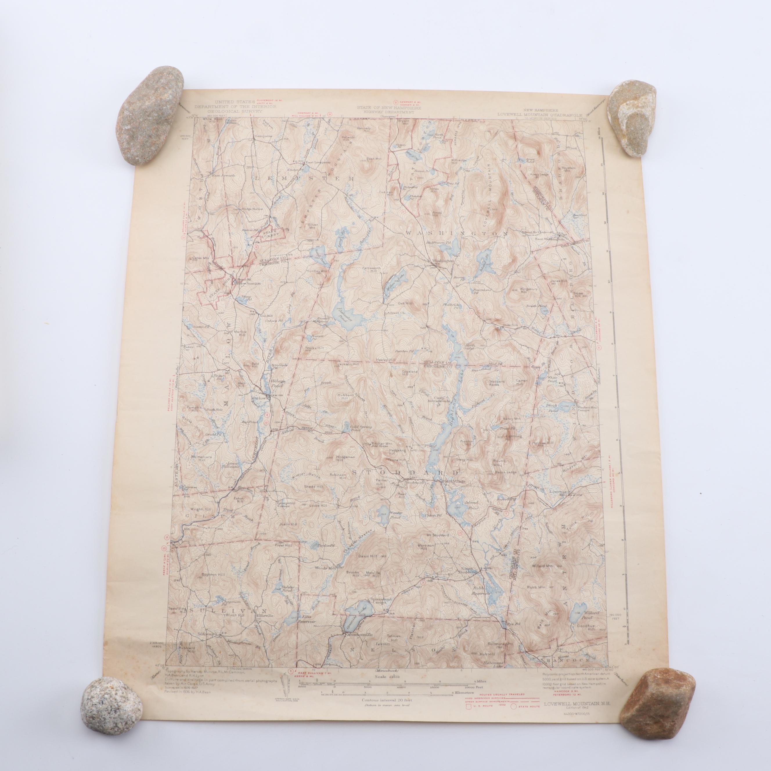 Massachusetts and New Hampshire Topographical Maps, 1940s