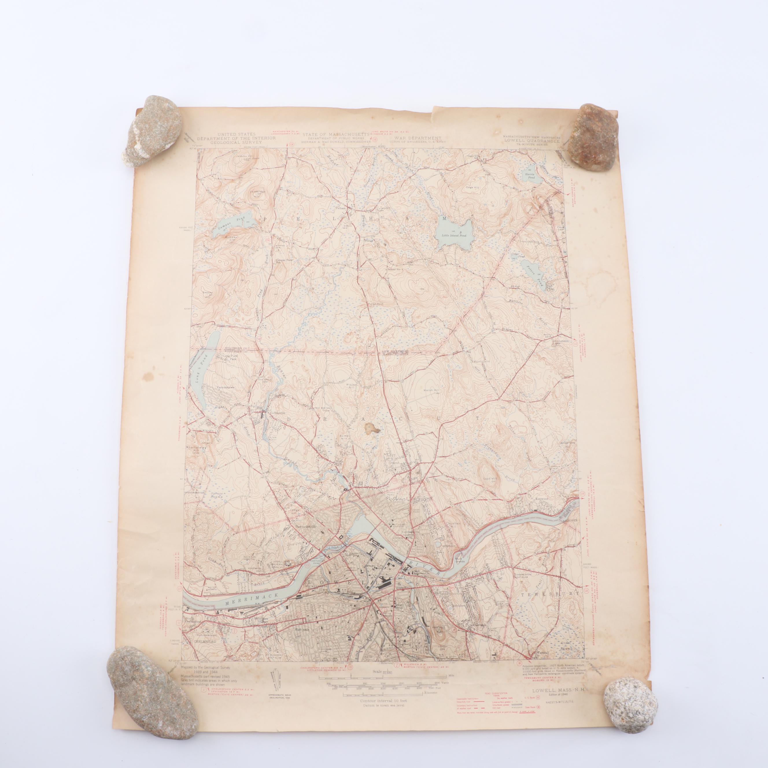 Massachusetts and New Hampshire Topographical Maps, 1940s