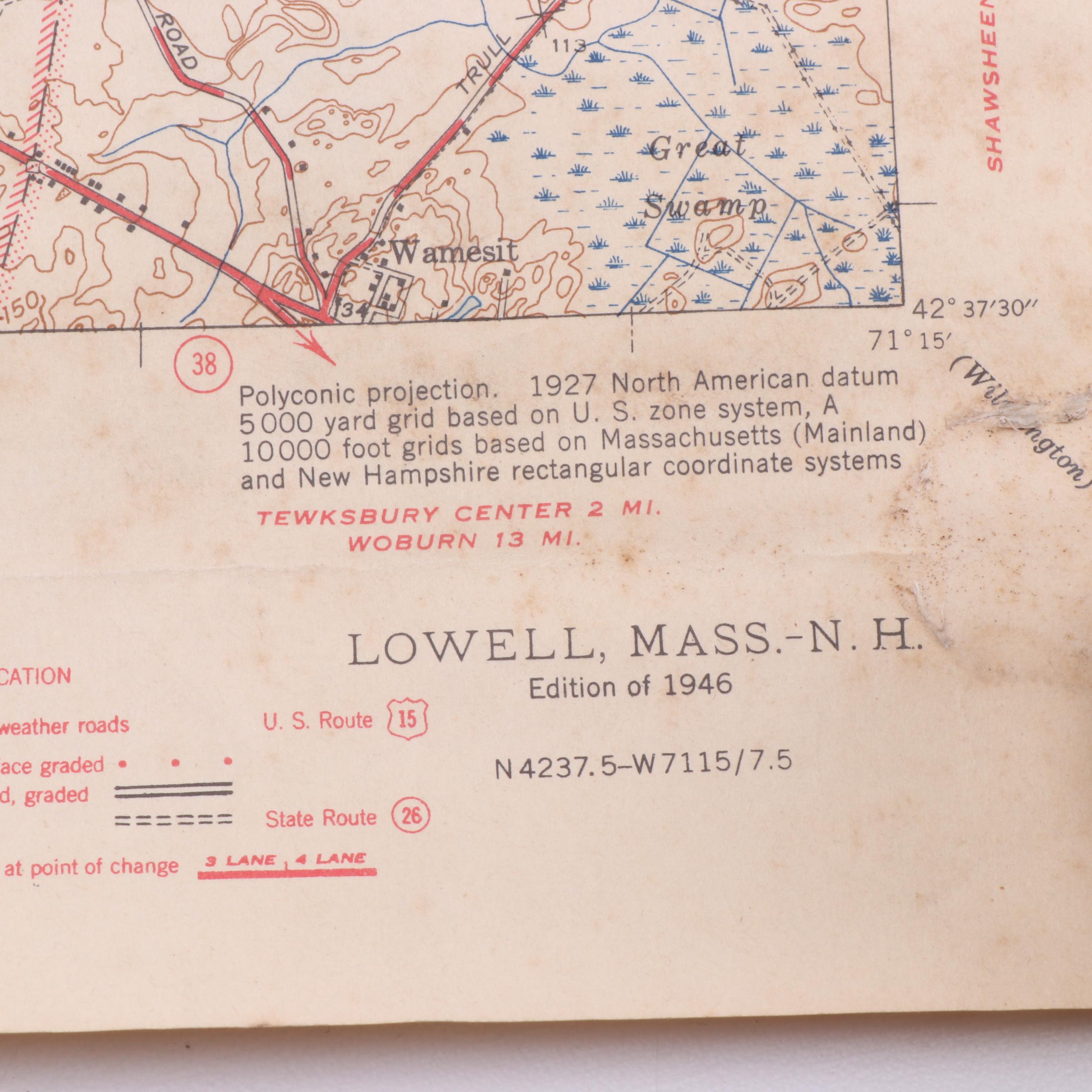Massachusetts and New Hampshire Topographical Maps, 1940s