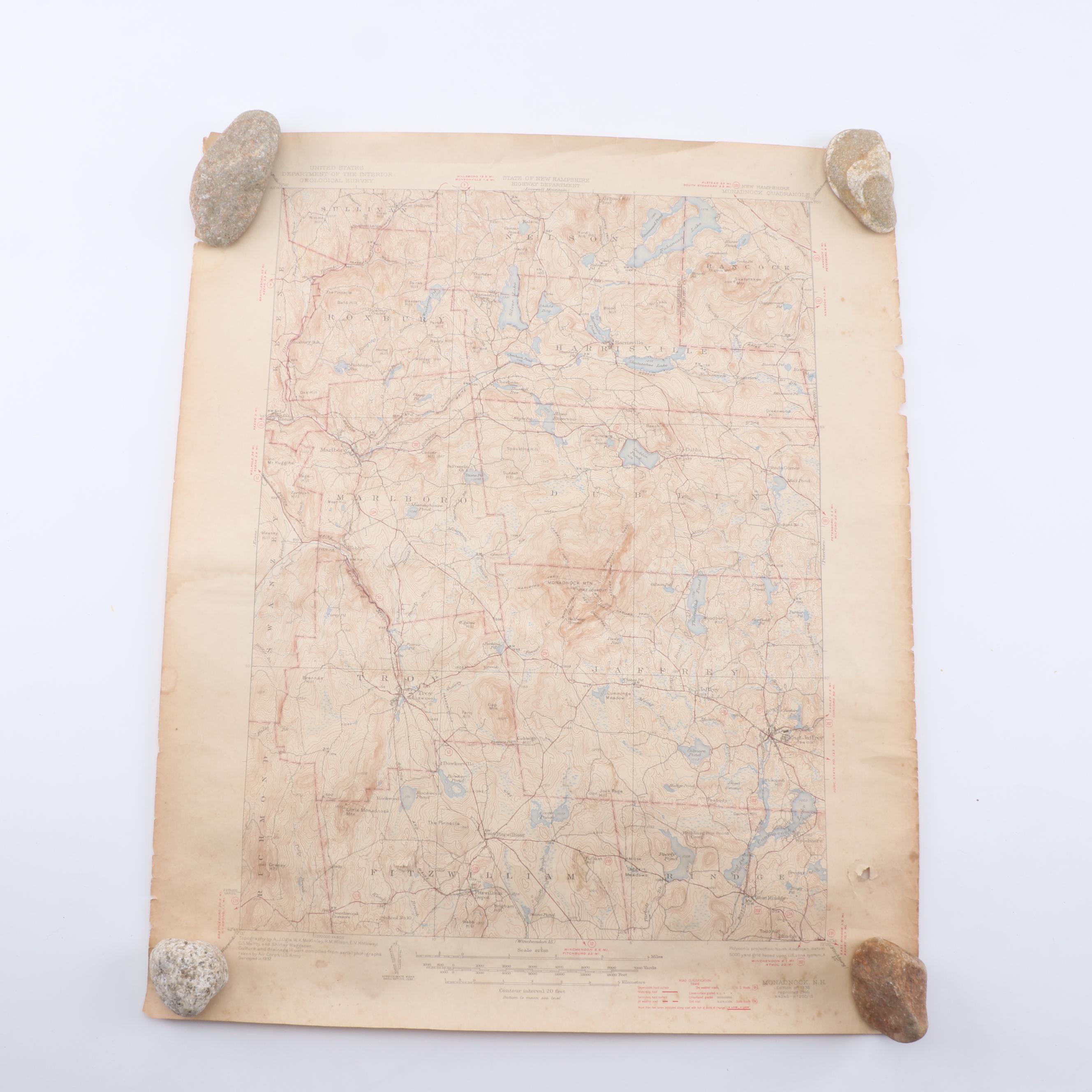 Massachusetts and New Hampshire Topographical Maps, 1940s