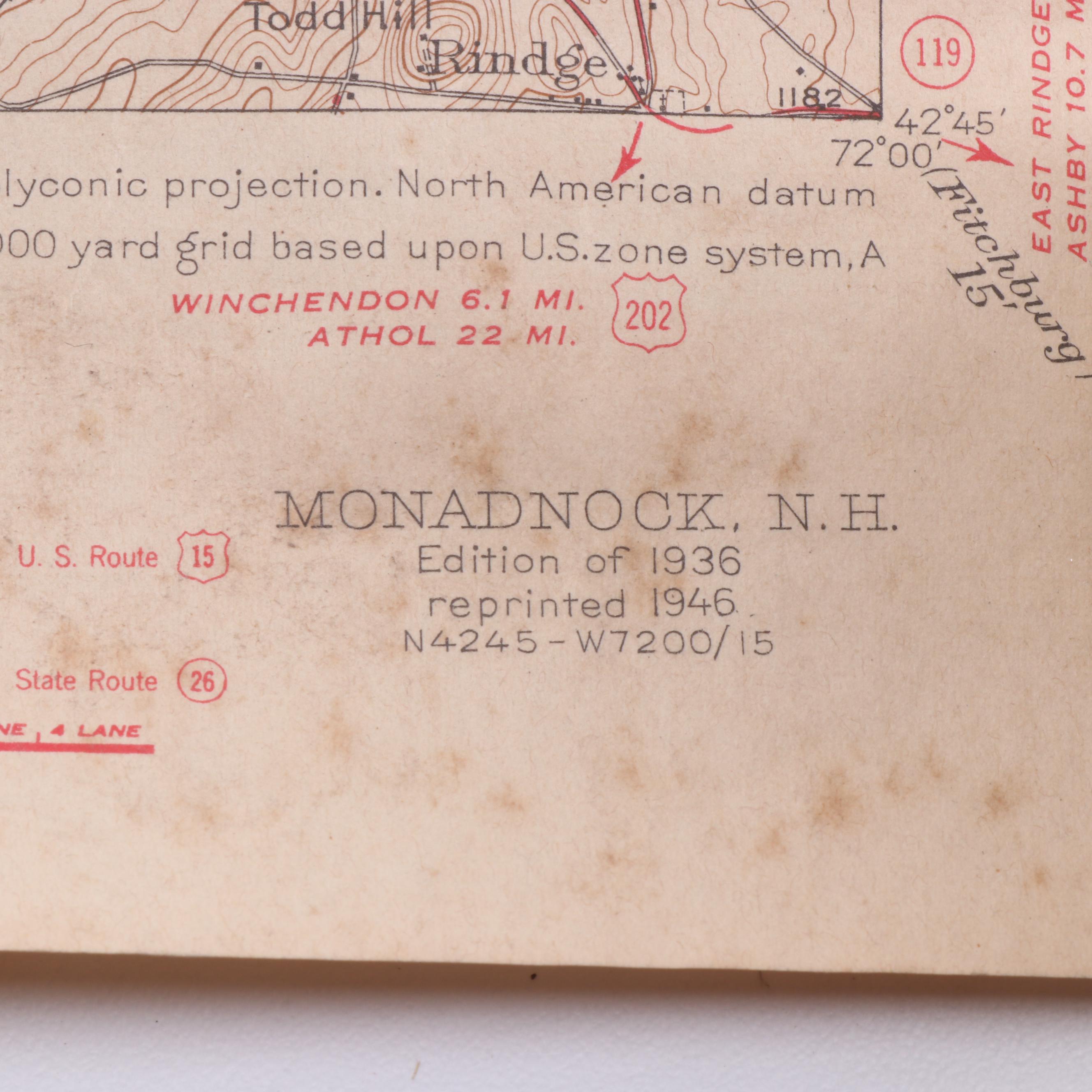Massachusetts and New Hampshire Topographical Maps, 1940s
