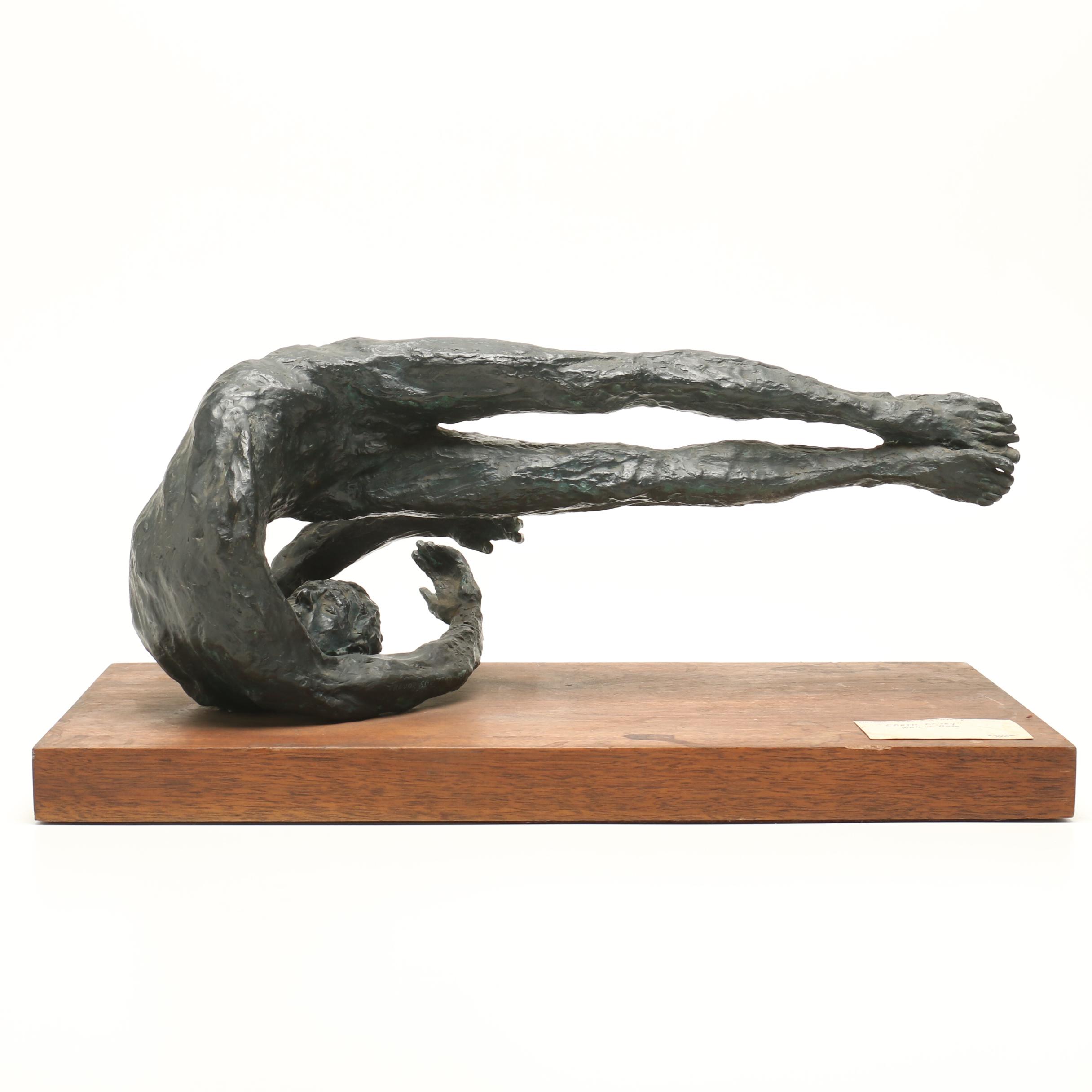 Trevor Southey Bronze and Walnut Sculpture "Earth Entry"