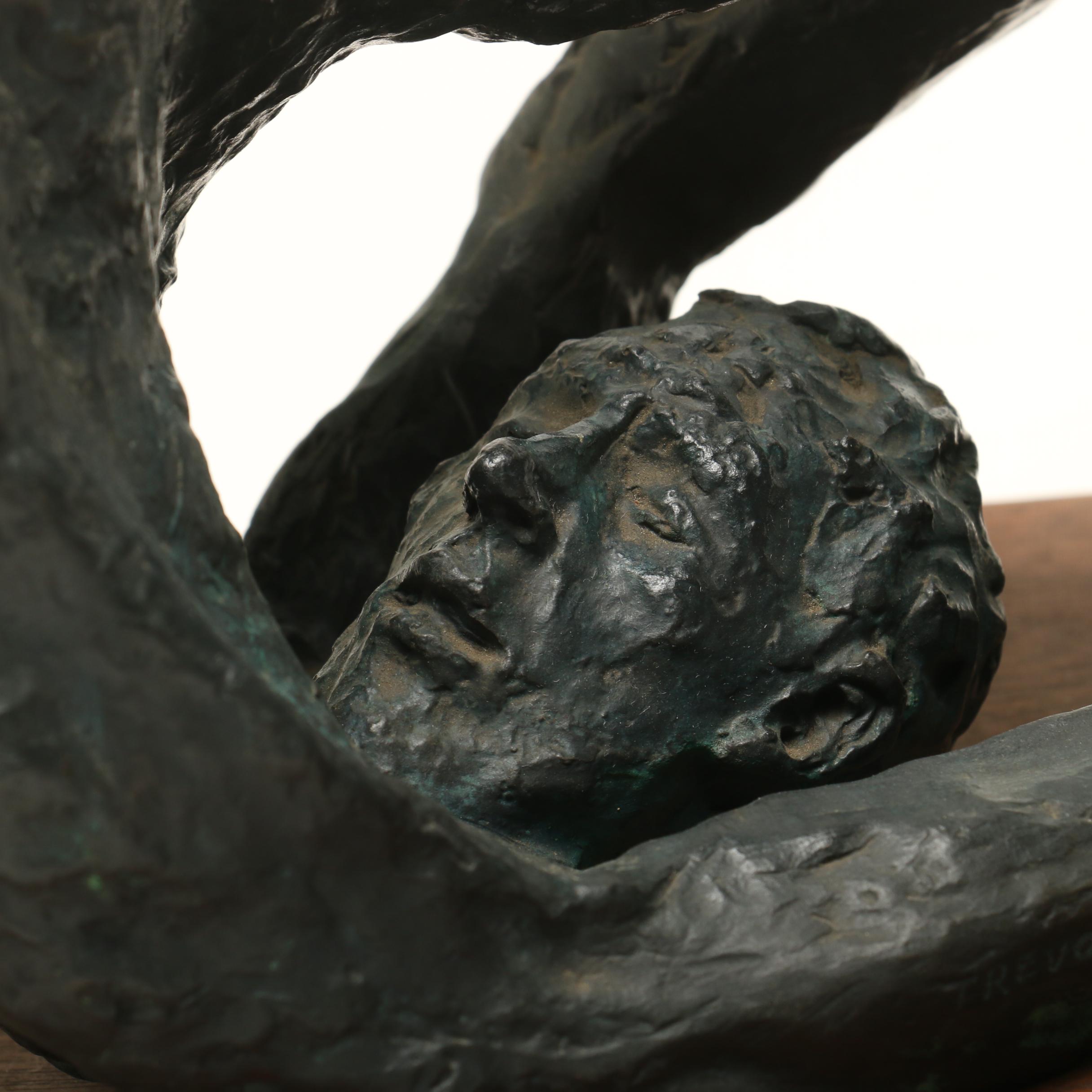 Trevor Southey Bronze and Walnut Sculpture "Earth Entry"