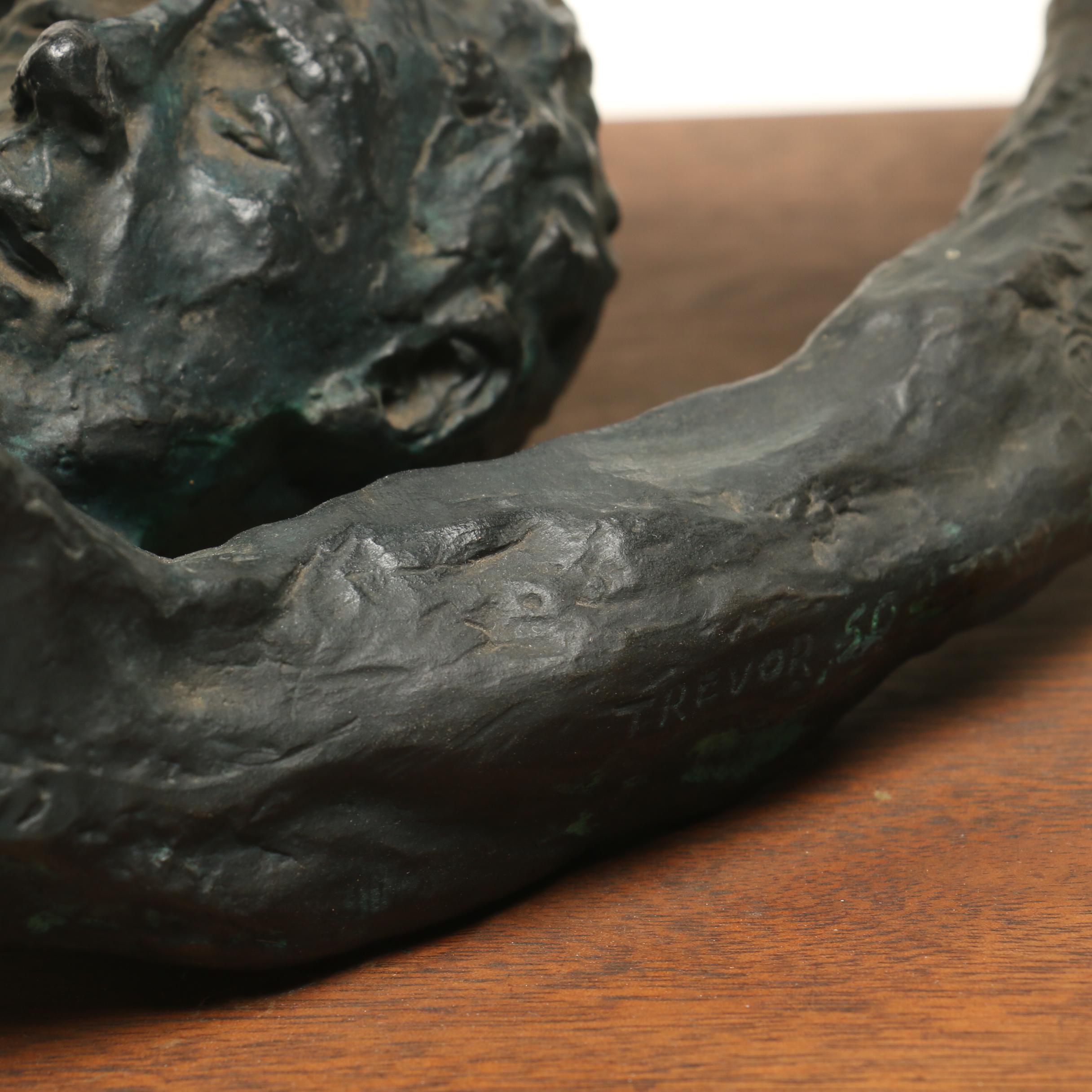 Trevor Southey Bronze and Walnut Sculpture "Earth Entry"