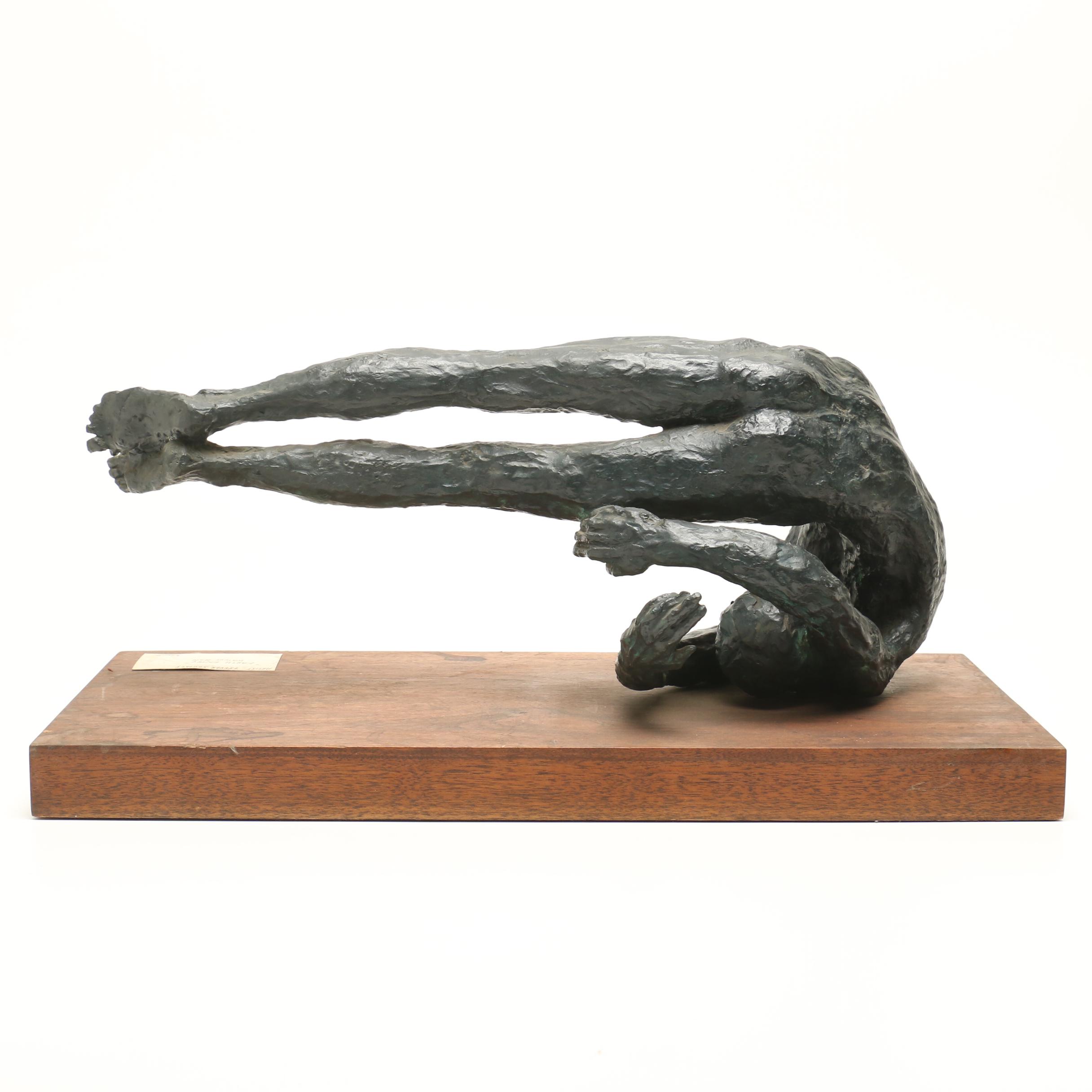Trevor Southey Bronze and Walnut Sculpture "Earth Entry"
