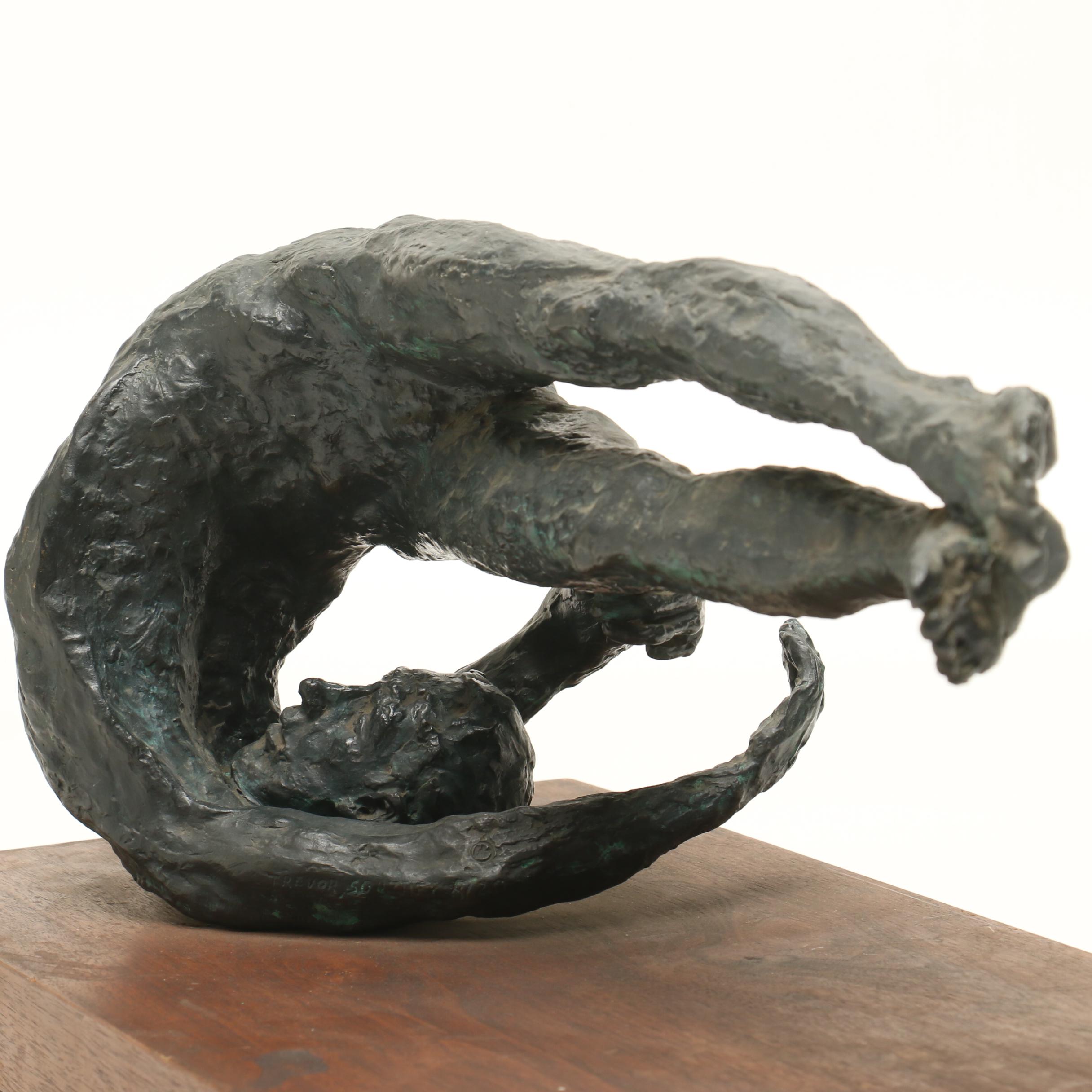 Trevor Southey Bronze and Walnut Sculpture "Earth Entry"
