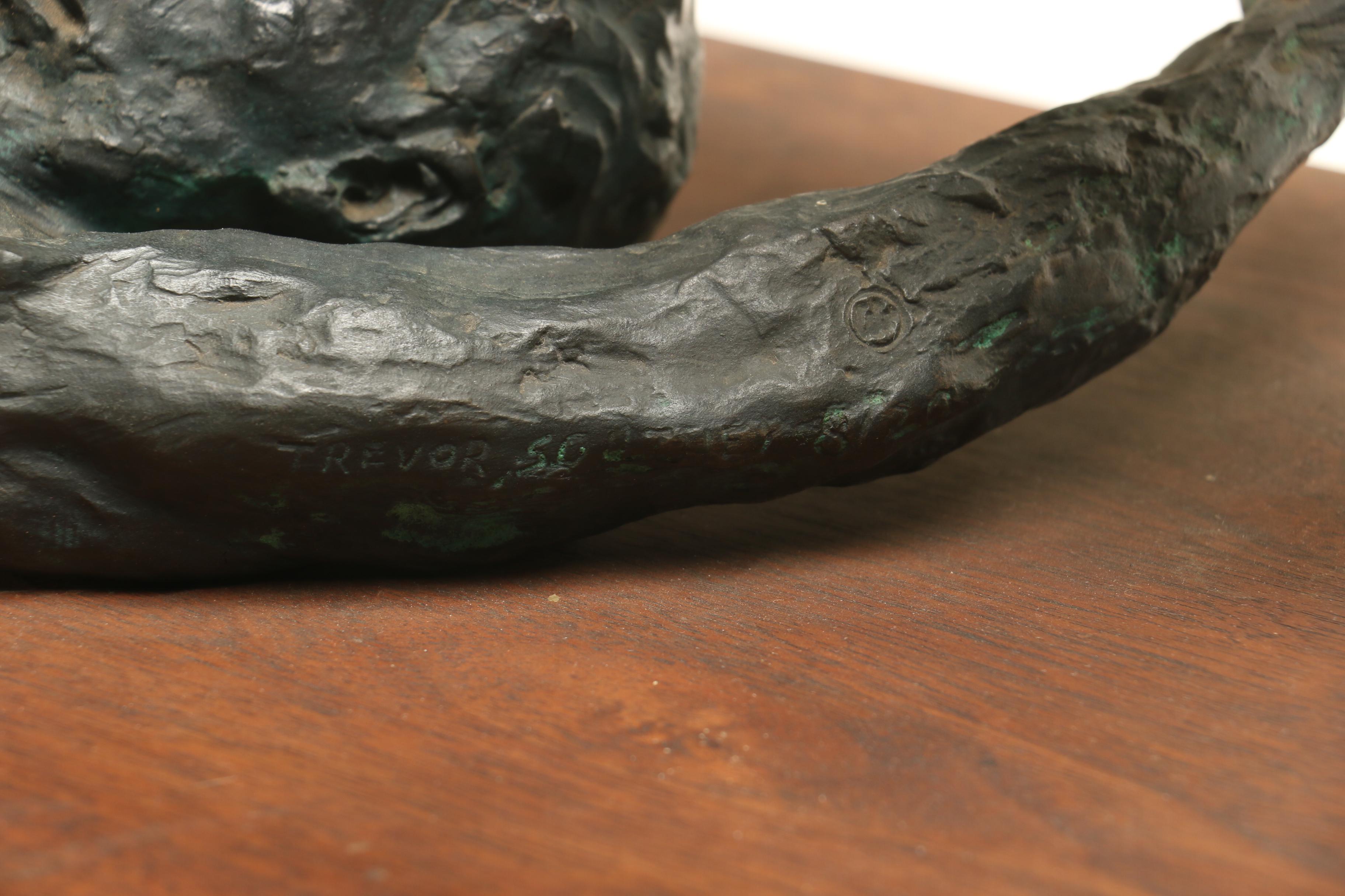 Trevor Southey Bronze and Walnut Sculpture "Earth Entry"