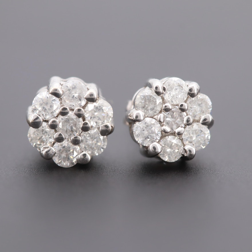 10K and 14K White Gold Diamond Earrings