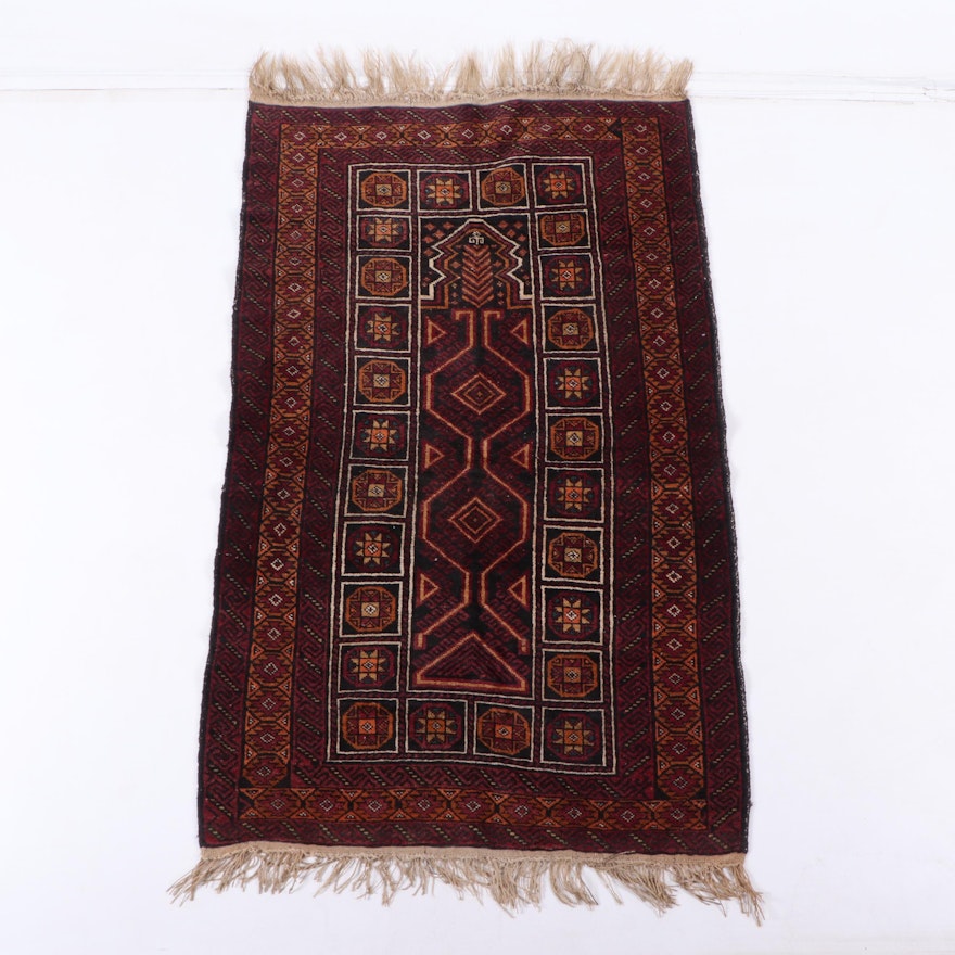 Hand-Knotted Baluch Prayer Rug