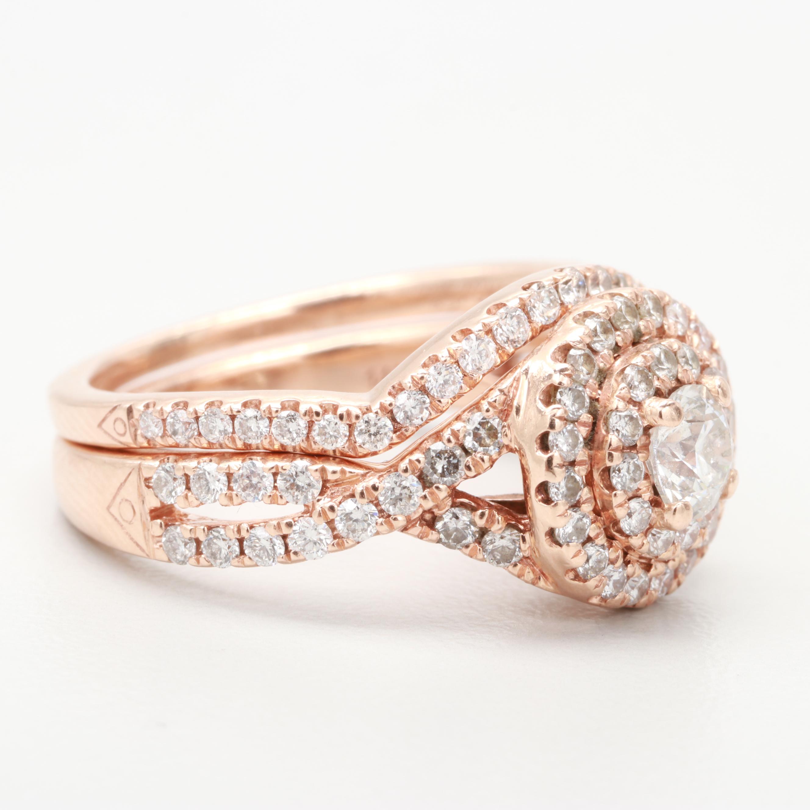 Neil Lane 14K Rose Gold Diamond Bridal Ring Set