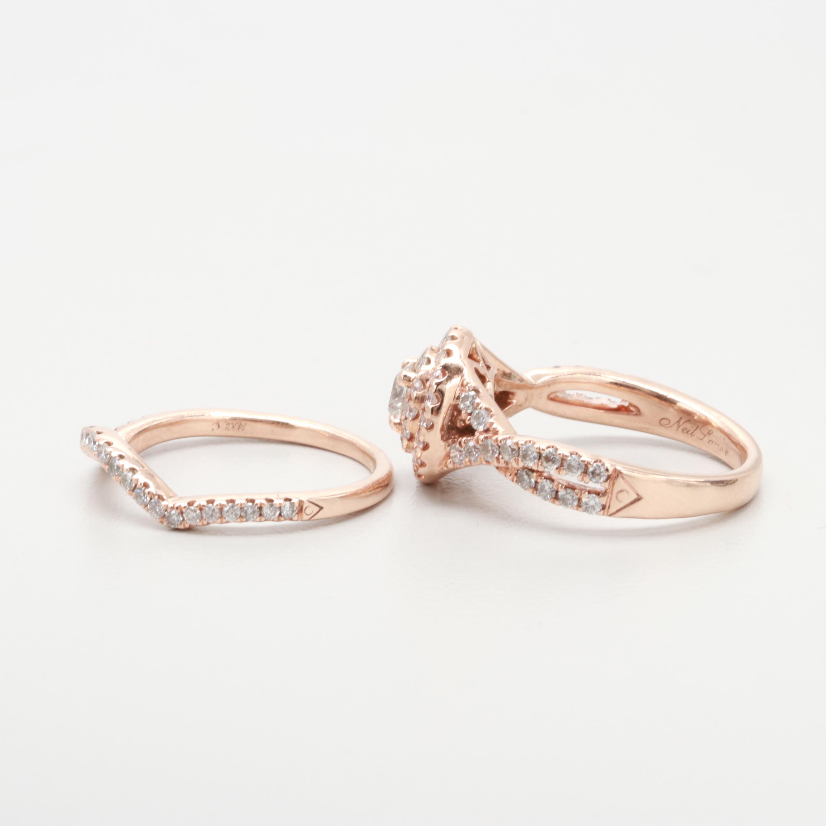 Neil Lane 14K Rose Gold Diamond Bridal Ring Set
