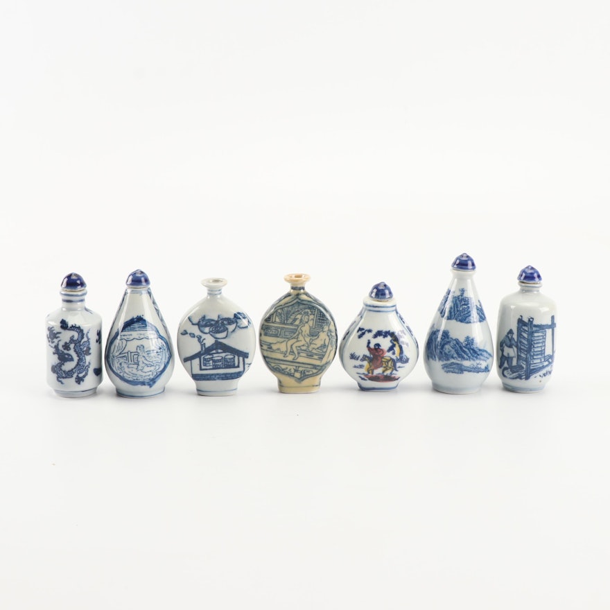 Chinese Blue and White Ceramic Snuff Bottles