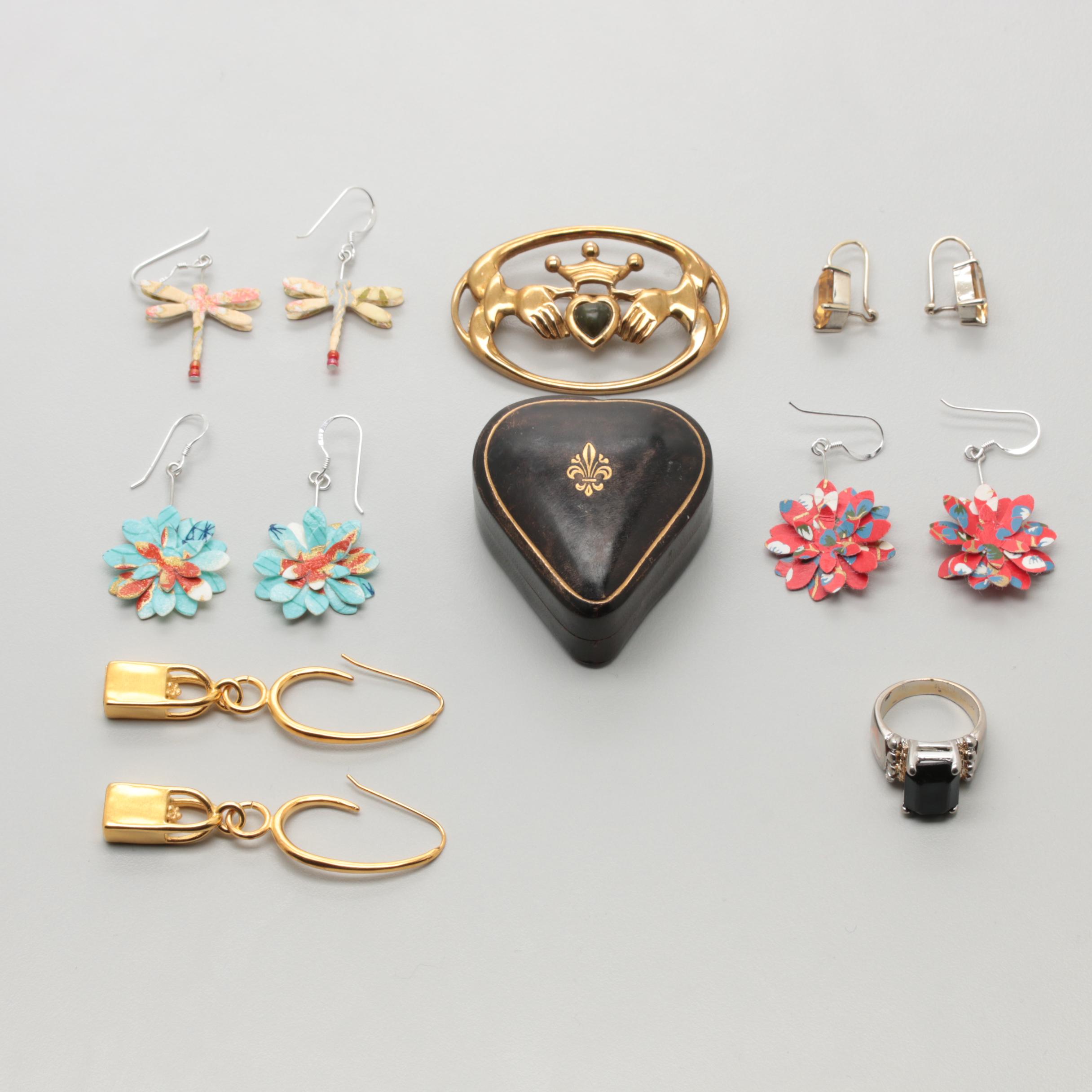 Costume Jewelry with Citrine, Serpentine and Featuring Metropolitan Art Museum