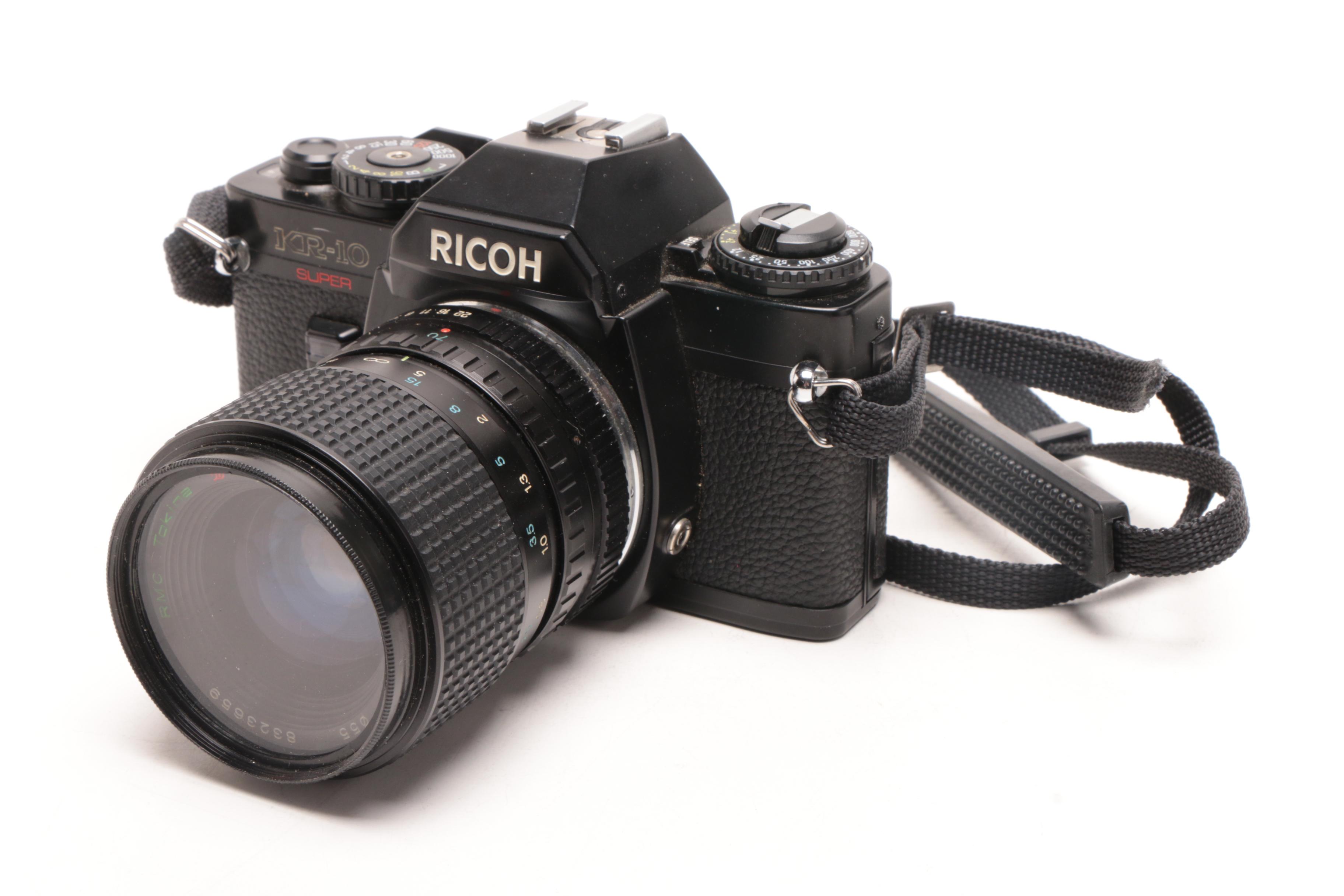 Ricoh KR-10 Super Camera with Vivitar 2600-D Flash and Case