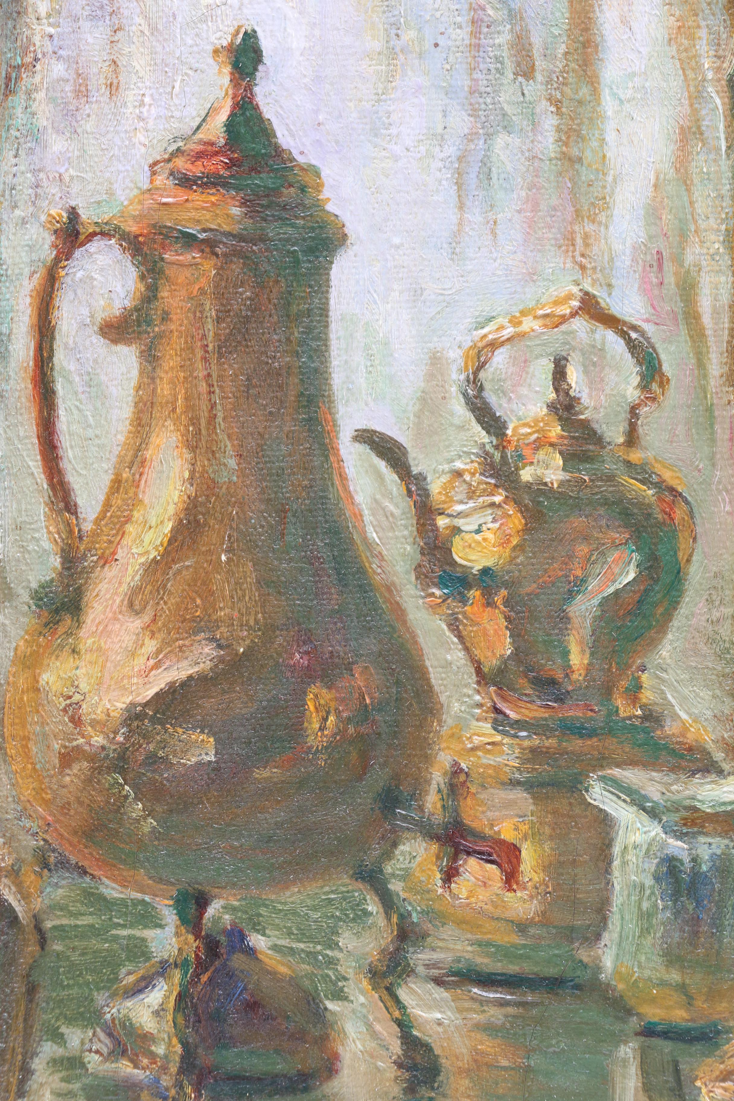 John Rettig 1923 Oil Painting of Dutch Genre Scene