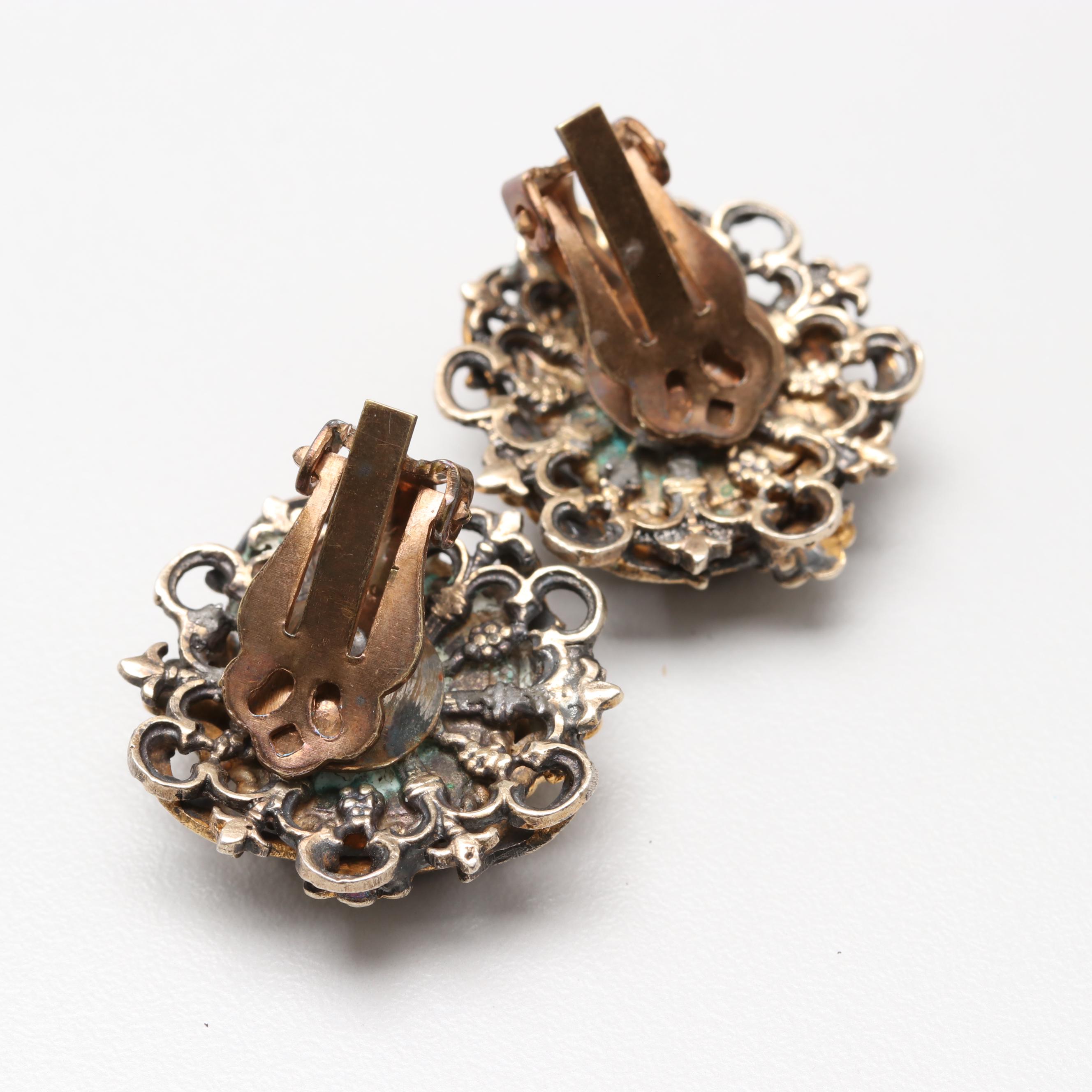 Vintage Egyptian Gold Wash on 900 Silver Carnelian Necklace and Earrings