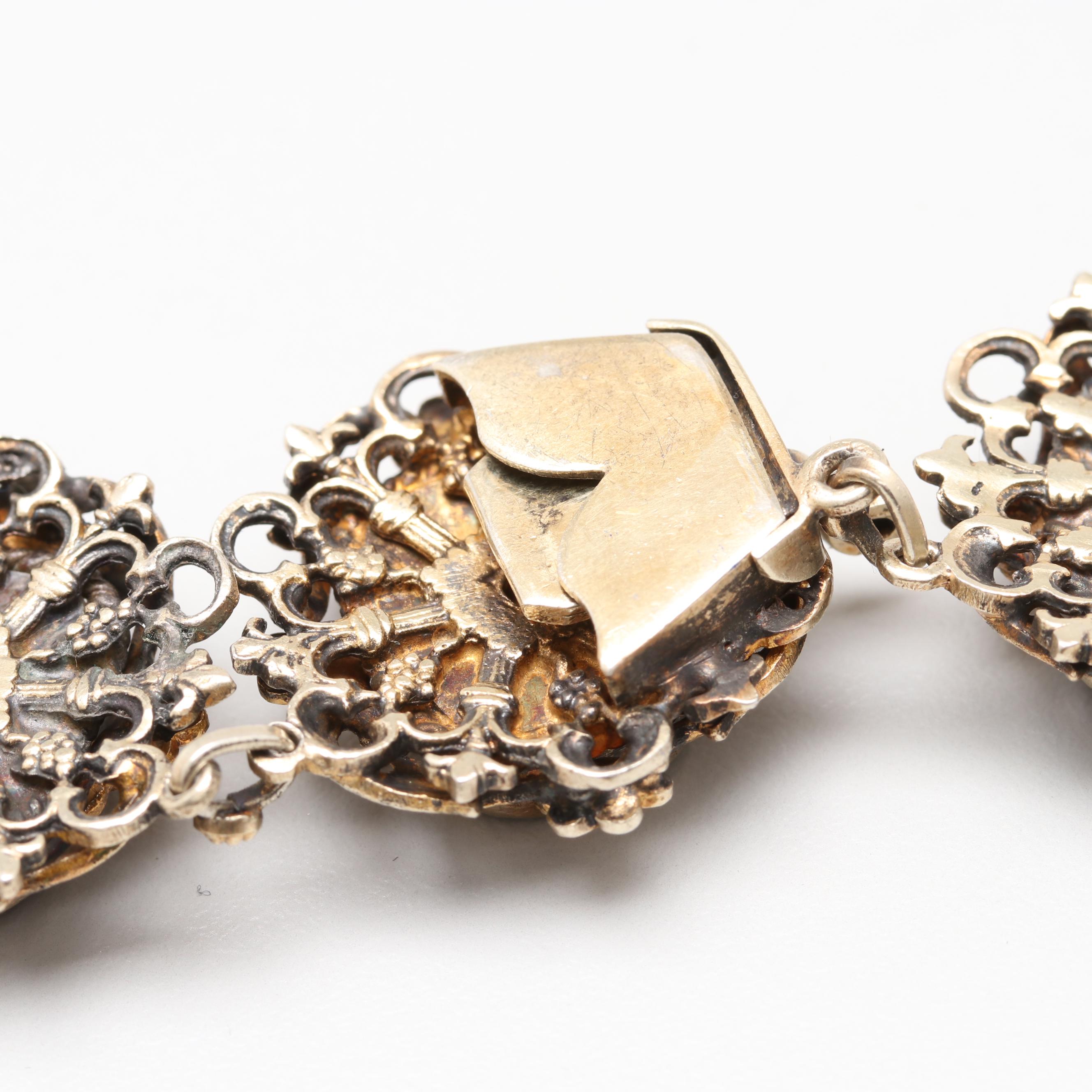 Vintage Egyptian Gold Wash on 900 Silver Carnelian Necklace and Earrings