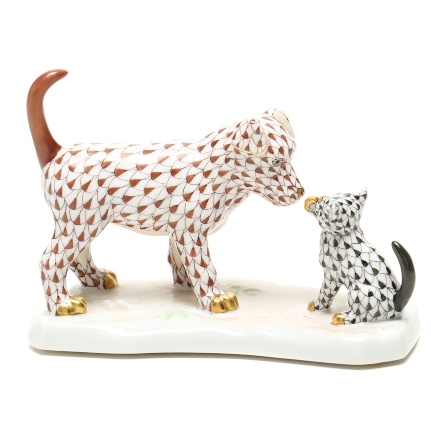 Herend Anniversary Edition Dog and Cat Figurine