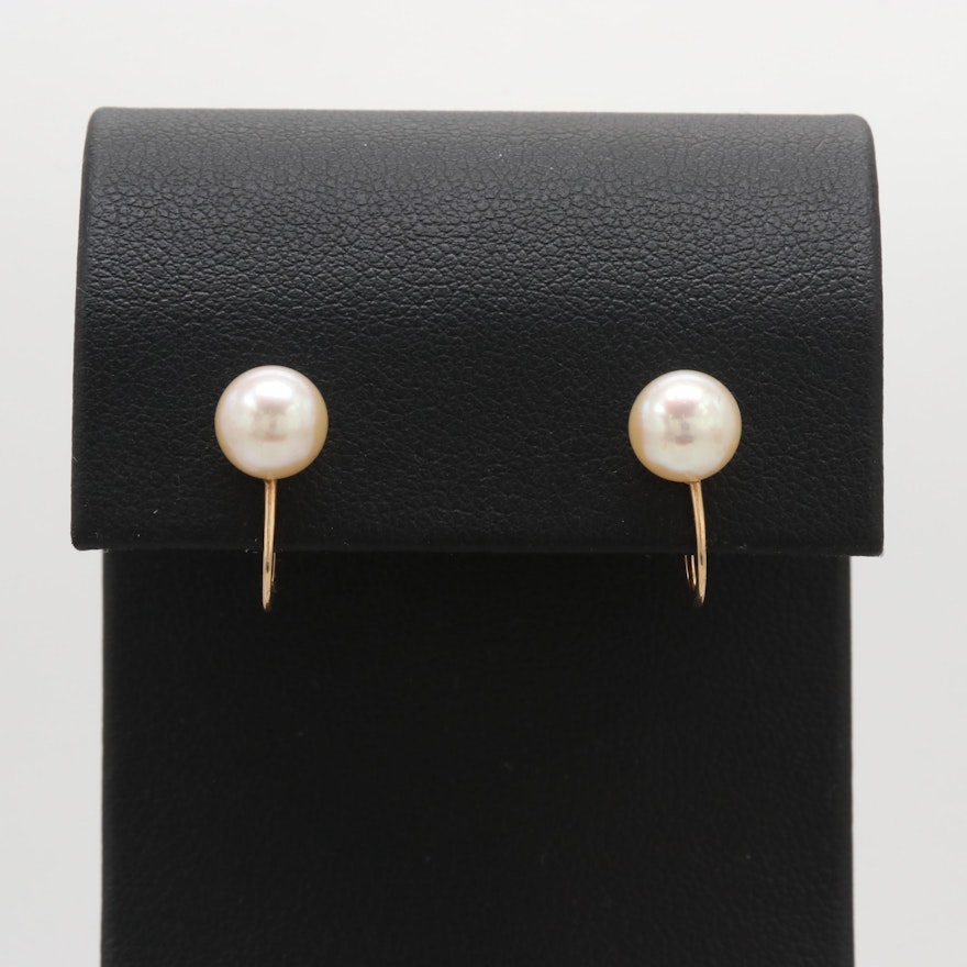 14K Yellow Gold Cultured Pearl Earrings