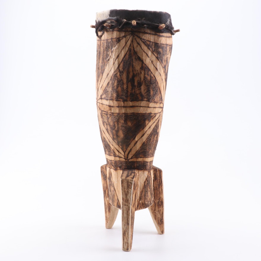 African Style Floor Standing Hand Drum