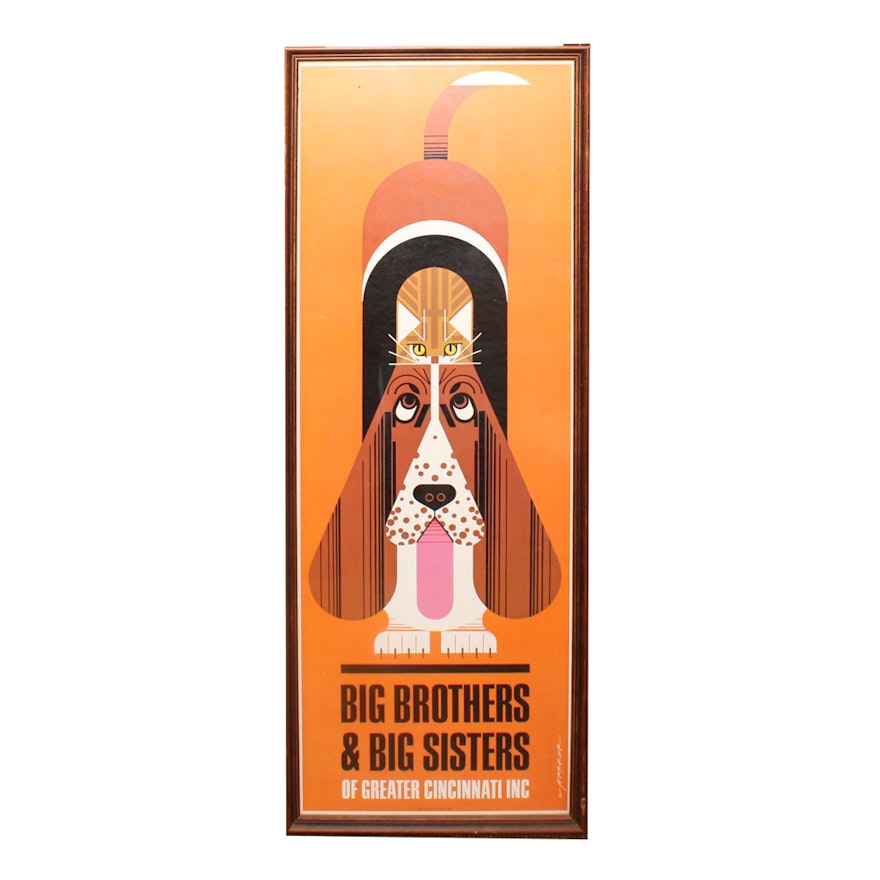 Signed Charley Harper "Big Brothers & Big Sisters" Poster