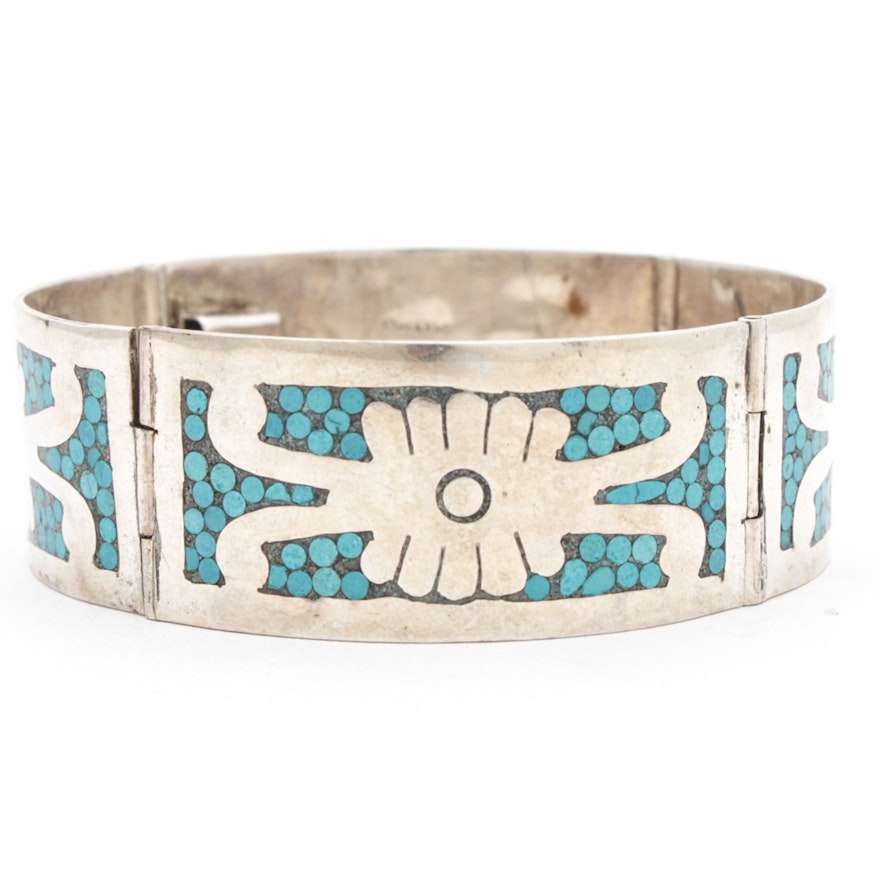 Taxco Mexico Sterling Silver Turquoise Bracelet