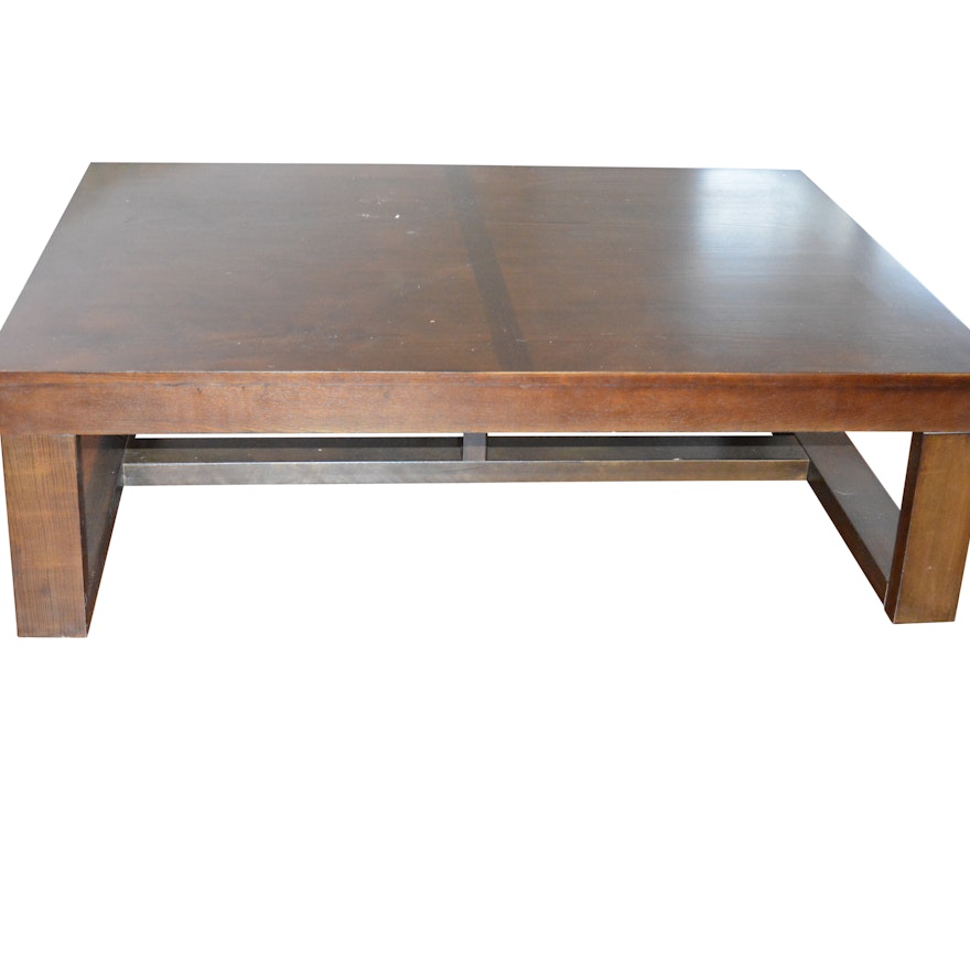 Contemporary Rectangular Wood Stained Cocktail Table