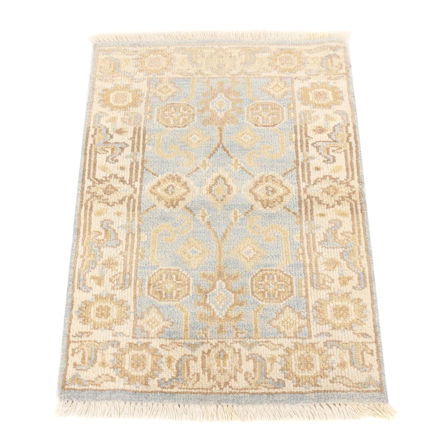 Hand-Knotted Indo-Oushak Wool Rug