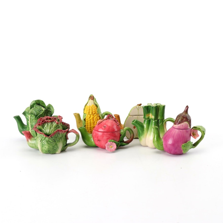 Miniature Fruit and Vegetable Ceramic Teapots