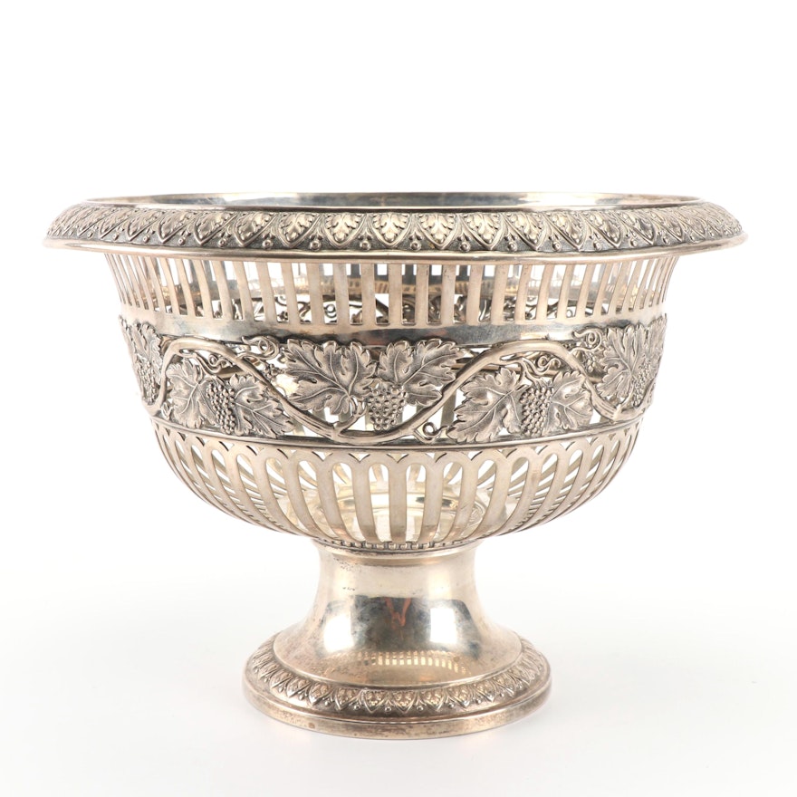 Bruckmann & Söhne German 800 Silver Grapevine Motif Compote, Early 20th Century