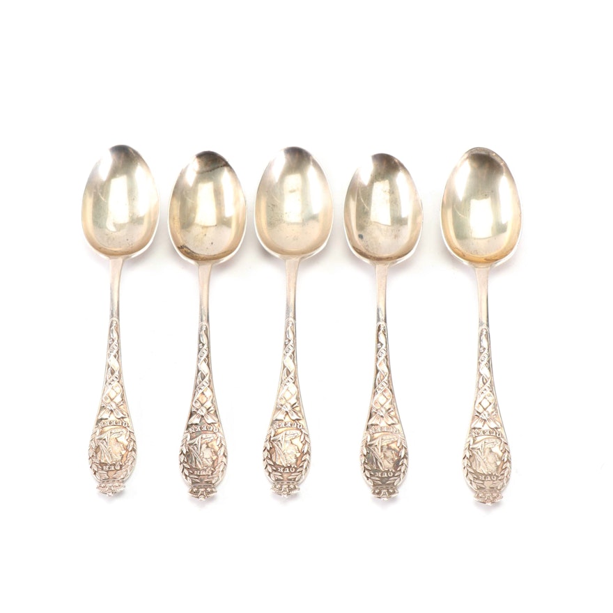 James Deakin & Sons "Our Queen" Sterling Demitasse Spoons with Case, 1893