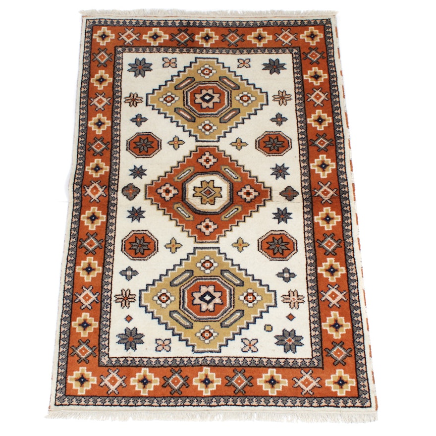 Hand-Knotted Indo-Caucasian Kazak Rug