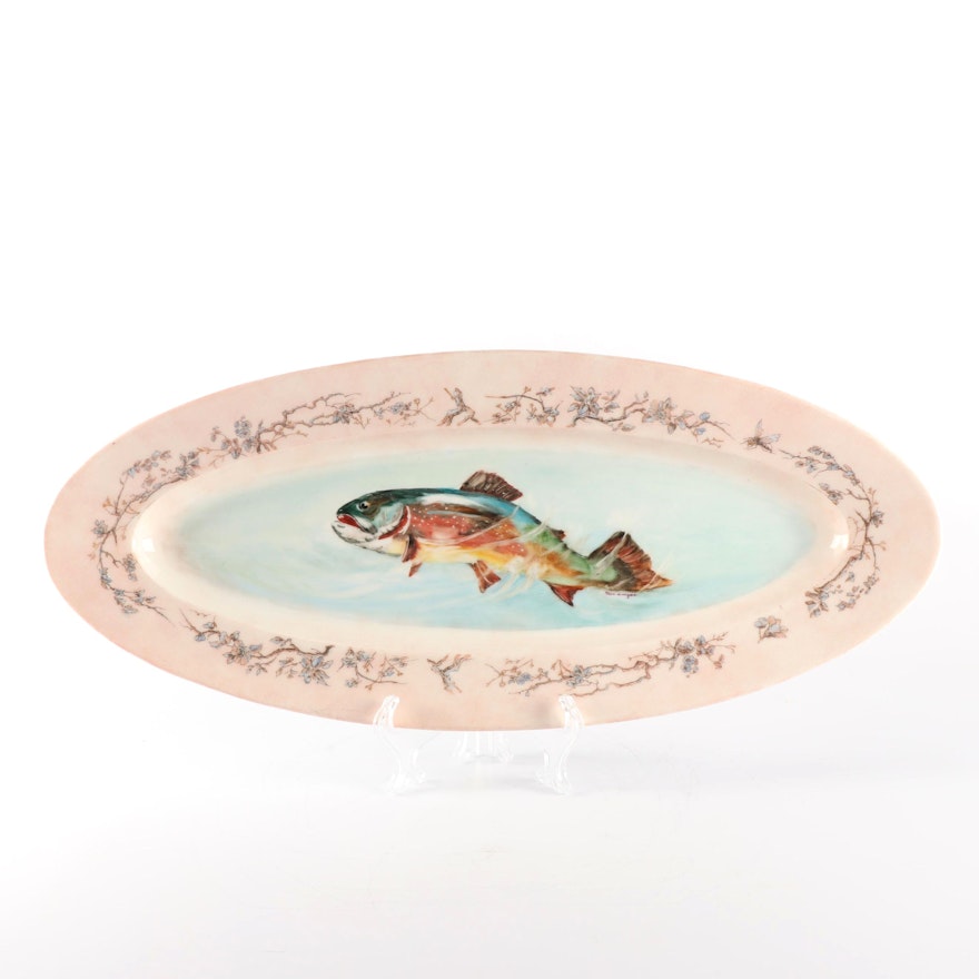 Haviland Hand Painted Porcelain Oval Fish Platter