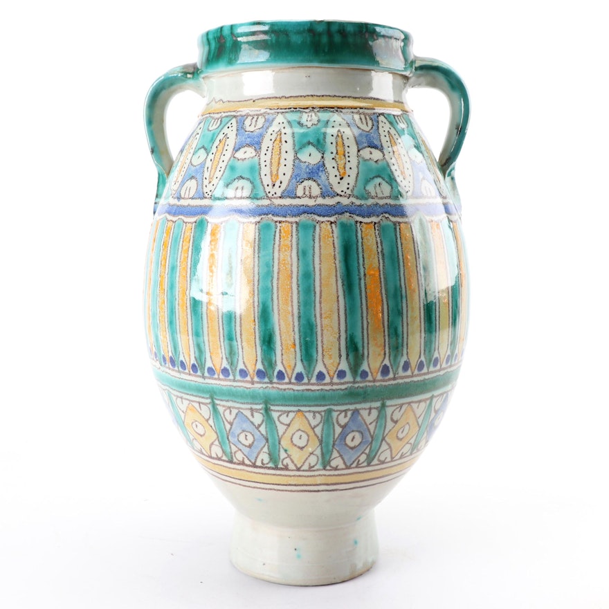 Hand-Painted Italian Earthenware Majolica Vase