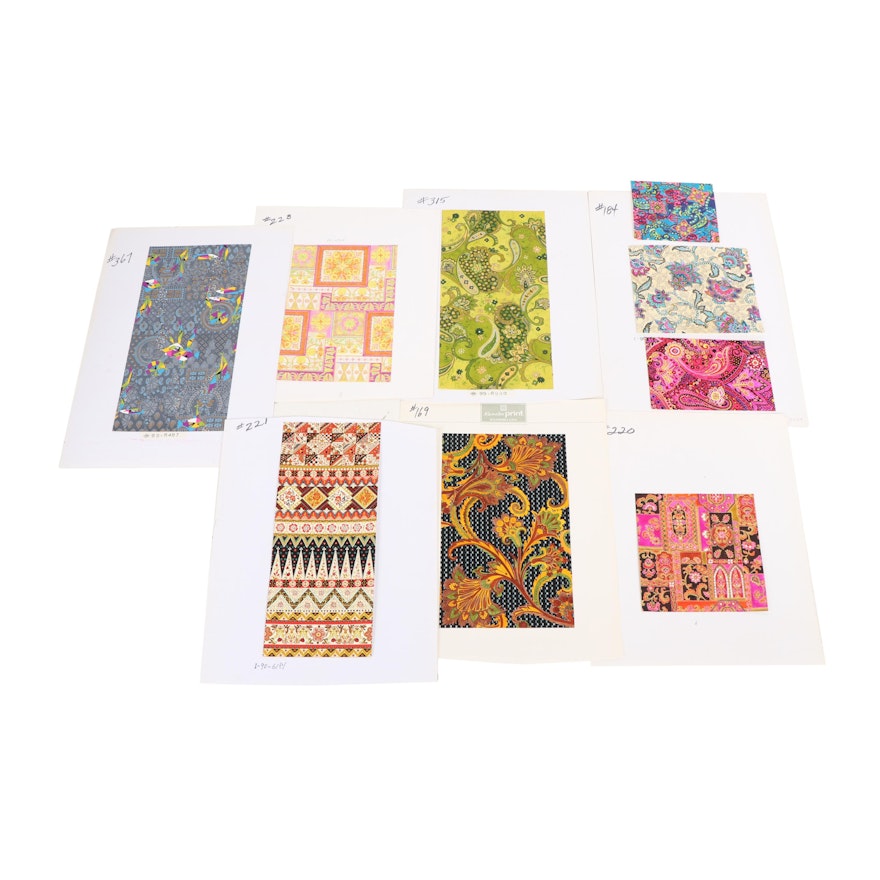 Kanebo and Other Japanese Acrylic and Gouache Painted Textile Pattern Designs