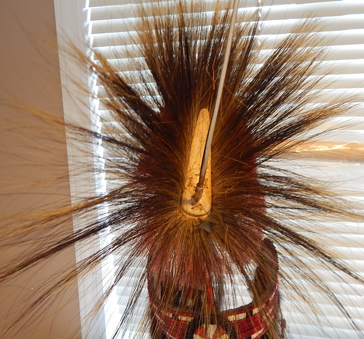 Native American Hair Roach with Beaded Headband, Feathers, Braided Leather