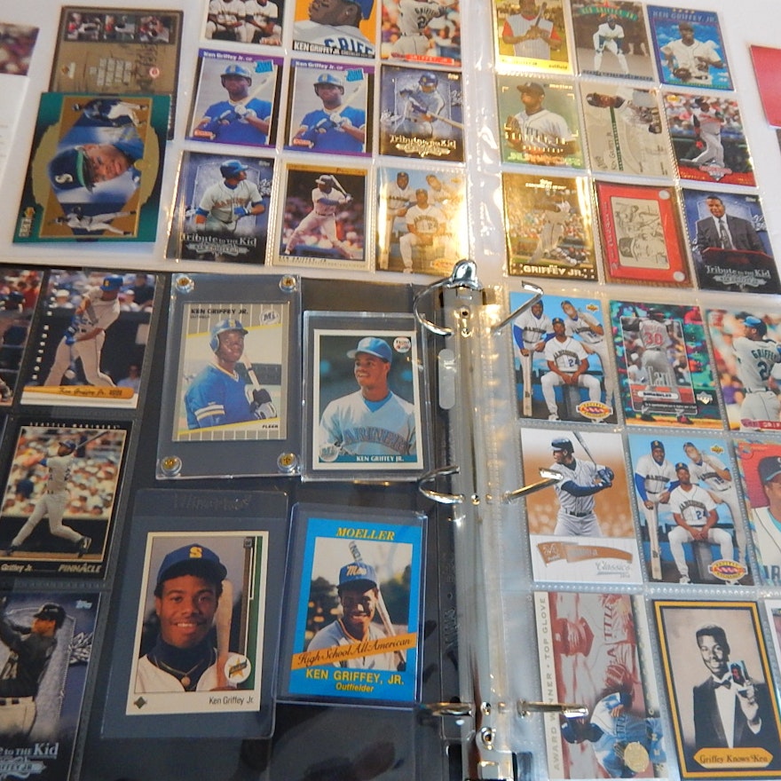 HOF Ken Griffey Jr. Card Collection in Album with 1989 Upper Deck Rookie Card